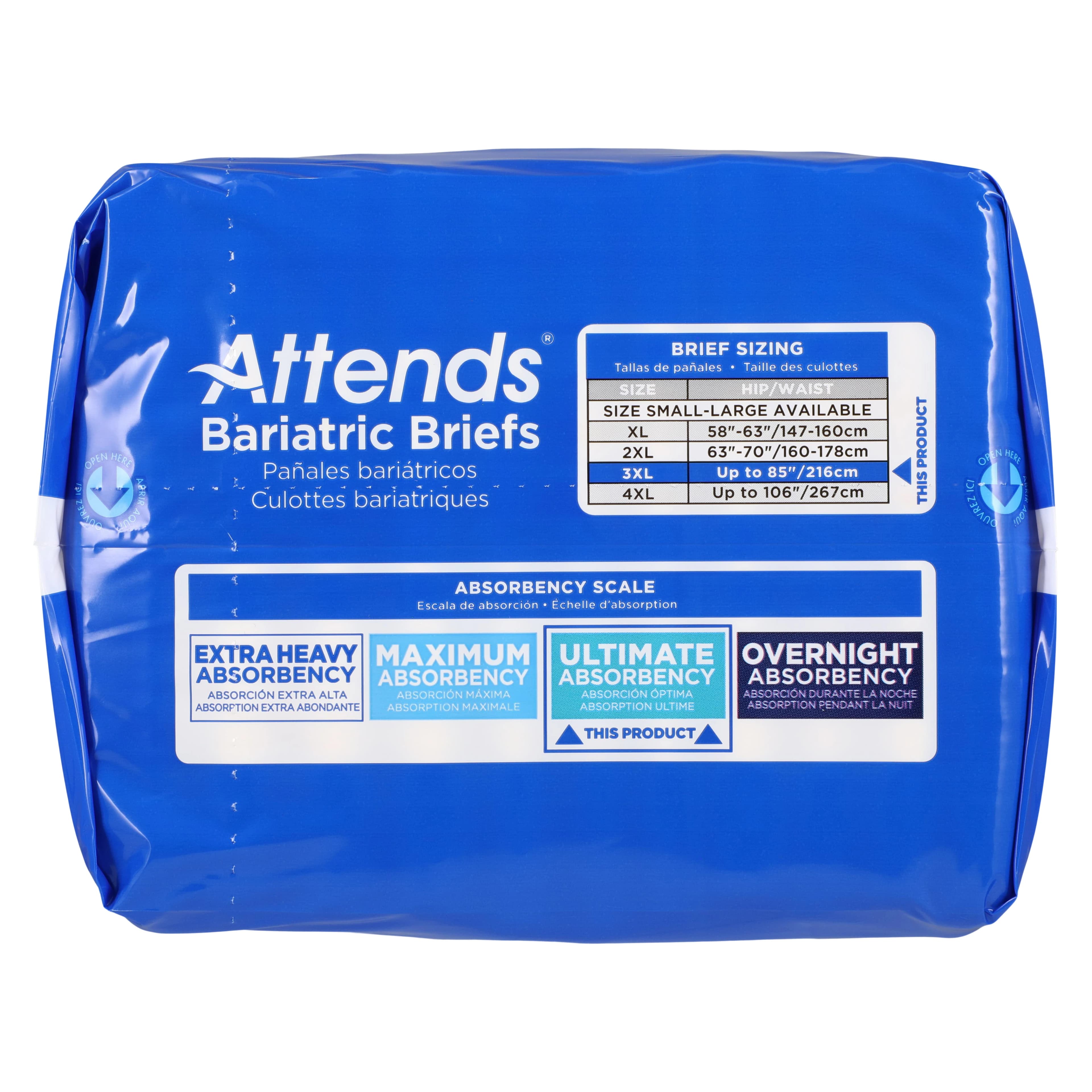 Attends Healthcare Incontinence Briefs, Bariatric 3XL, Unisex, Up to 85" Waist, Super Absorbent, Tab Closure, 48/Case thumbnail 5