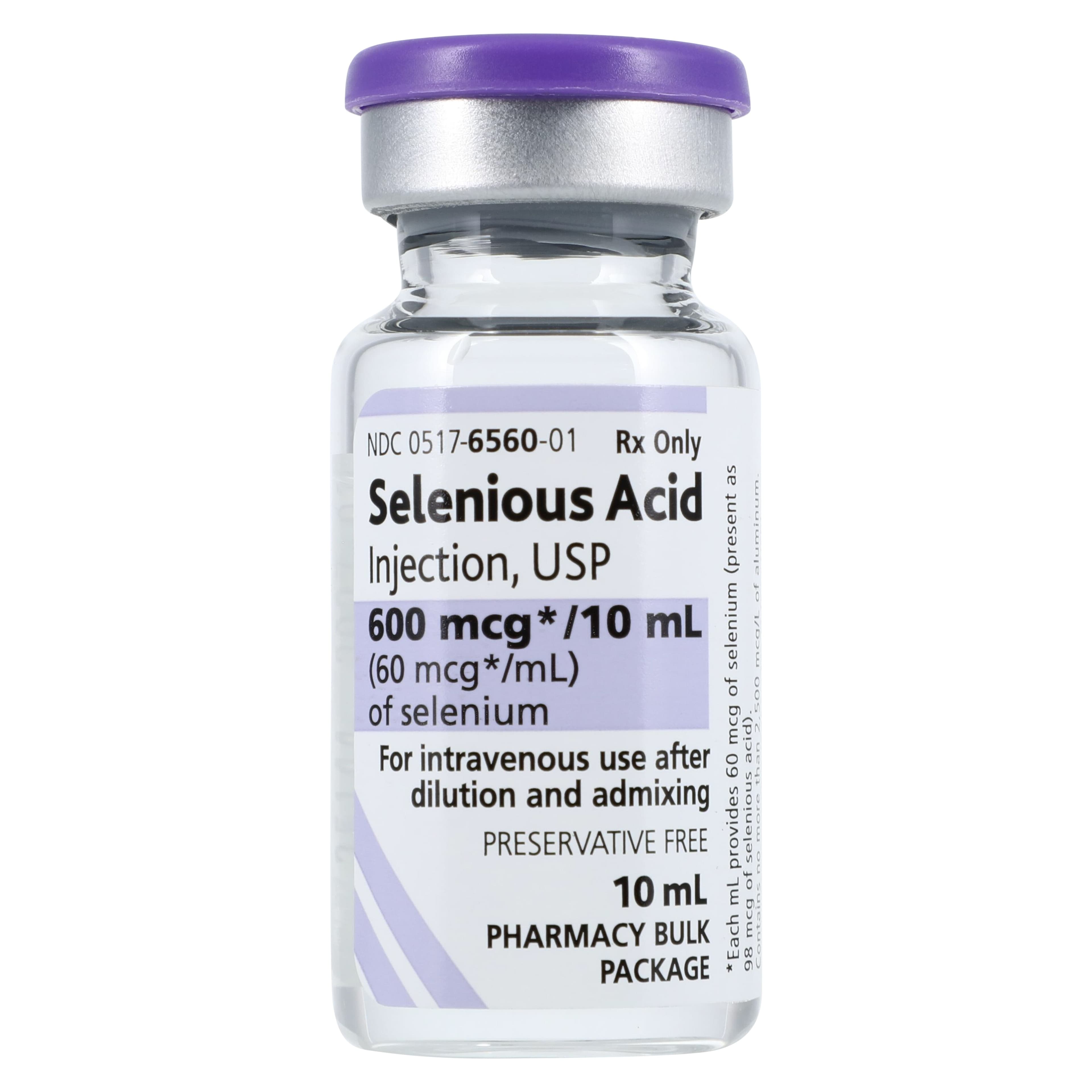 Selenious Acid Injection 60 mcg/mL Pharmacy Bulk Pack, 10 mL Vial, 5/Package thumbnail 2