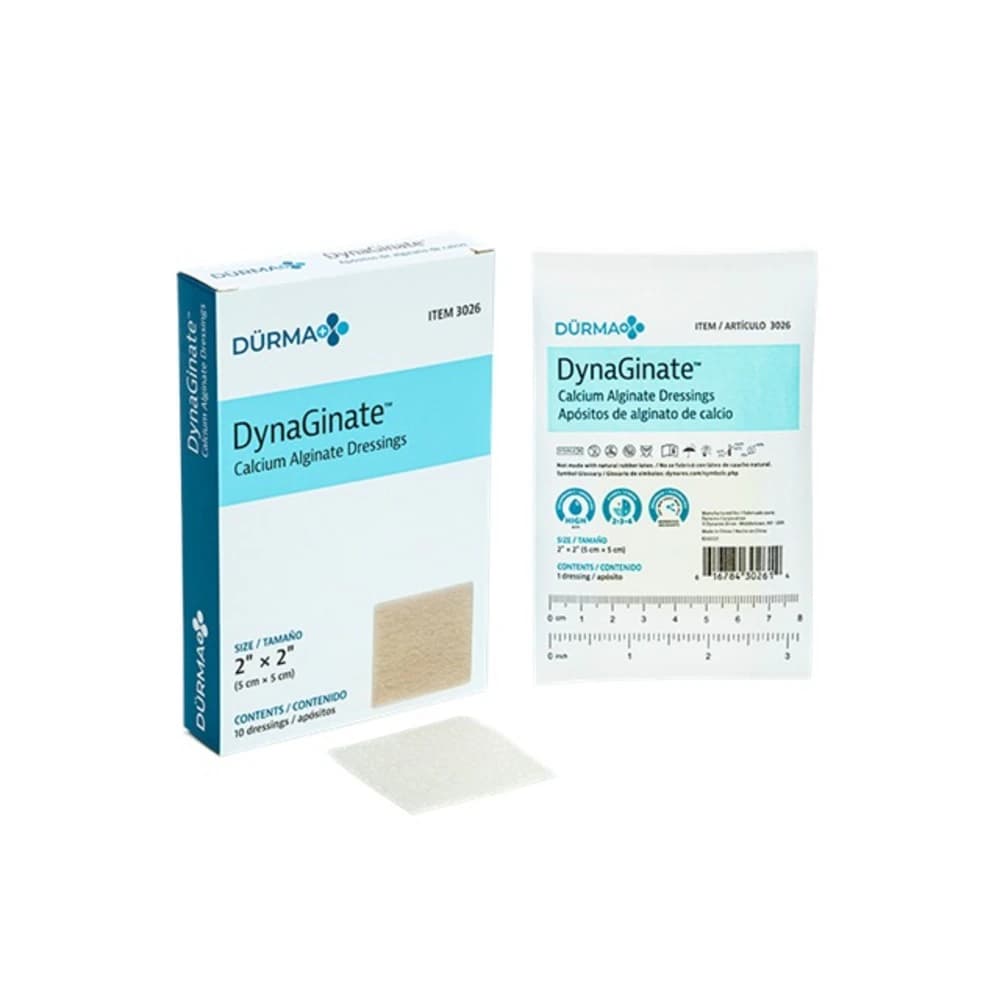 Dynarex DynaGinate Calcium Alginate Dressing, 2" x 2", Sterile, Non-Adhesive, Conforming, High Absorbency, Latex-Free - Dressing DynaGinate Cal Algin - Image 1