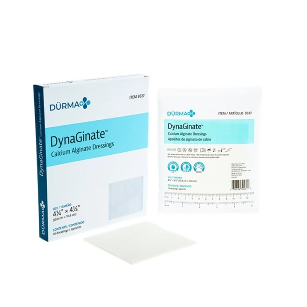 Dynarex DynaGinate Calcium Alginate Dressing, 4.25" x 4.25", Sterile, Non-Adhesive, Conforming, High Absorbency, Latex-Free - Dressing DynaGinate Cal Algin - Image 1