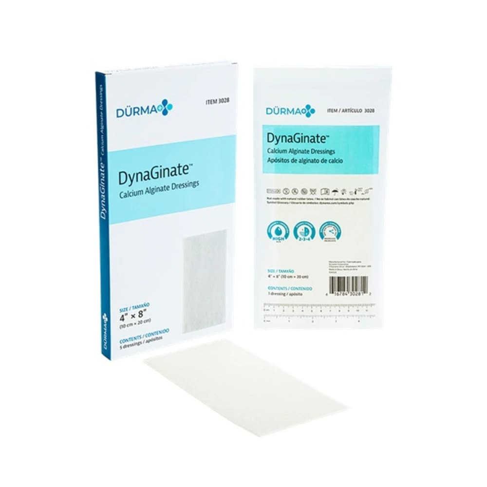 Dynarex DynaGinate Calcium Alginate Dressing, 4" x 8", Sterile, Non-Adhesive, Conforming, High Absorbency, Latex-Free - Dressing DynaGinate Calc Algin - Image 1
