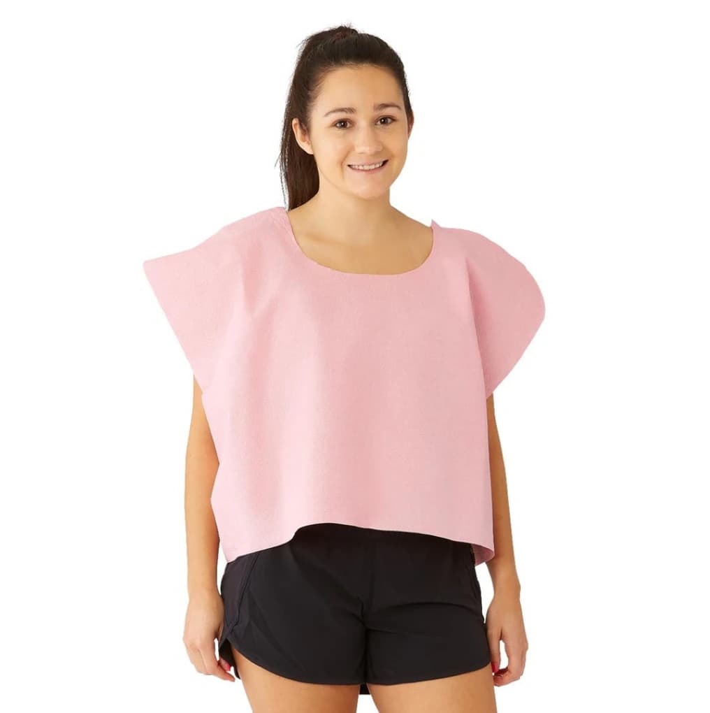 Medline Deluxe Exam Cape, Sleeveless, Tissue/Poly/Tissue, 21 in x 30 in, Mauve, 100/Case - Cape Exam Deluxe Mauve - Image 1