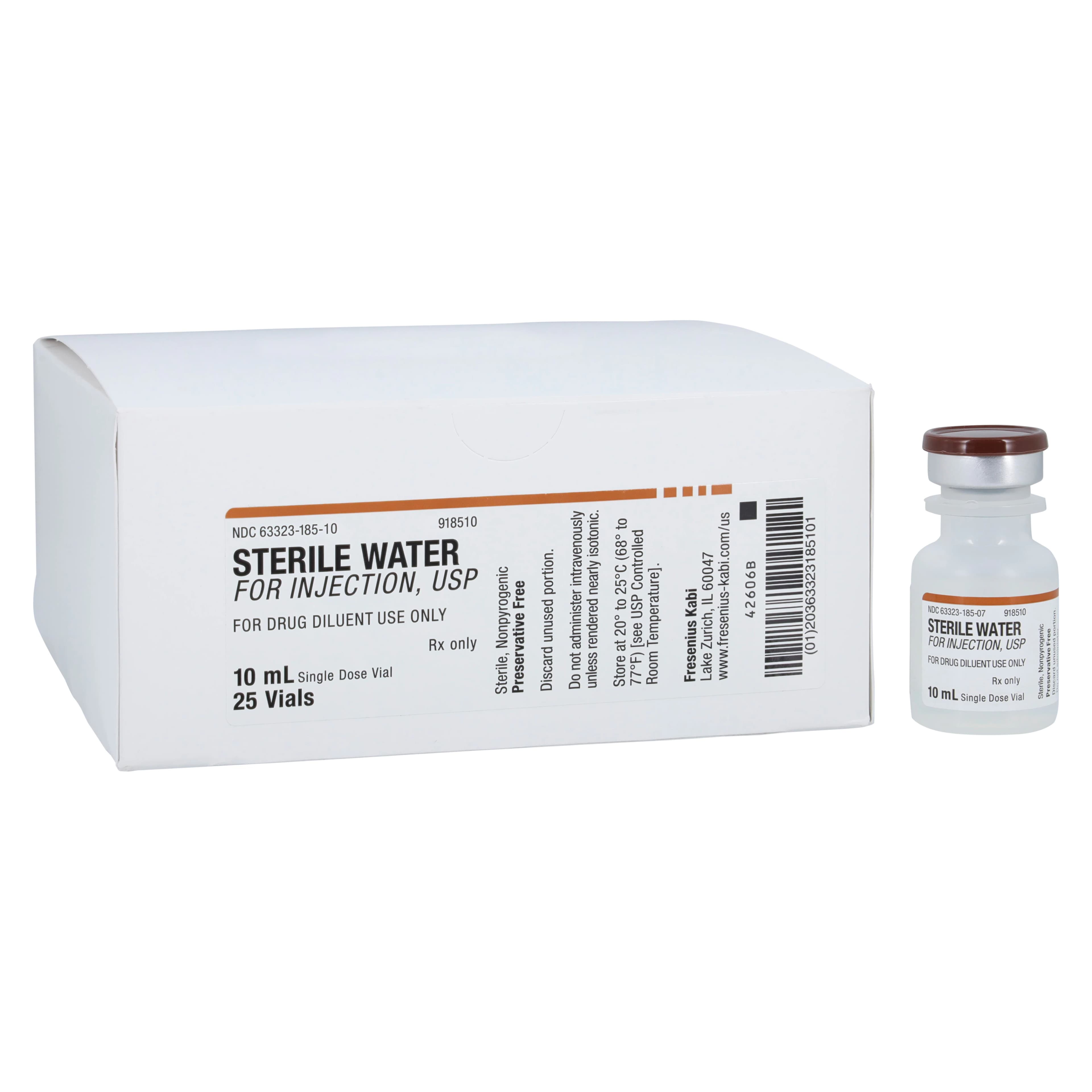 Fresenius Kabi Sterile Water for Injection, Single-Dose Vial, 10 mL, 25/Package - LIF Water f/Inj SDV 10mL - Image 1