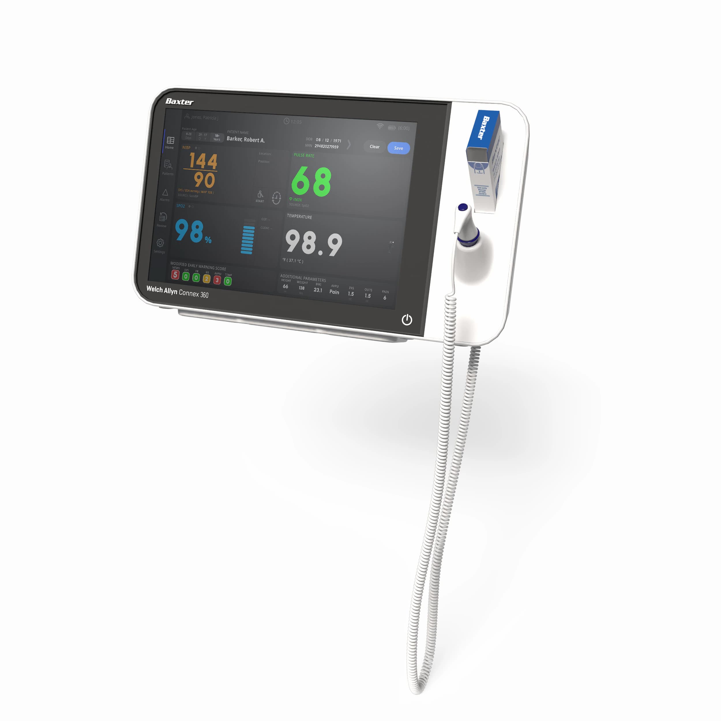 Welch Allyn Connex 360 Vital Signs Monitor with Nellcor SpO2 and SureBP, 12" Color Touchscreen - Connex 360 Nellcor SureBP Sp02 - Image 1
