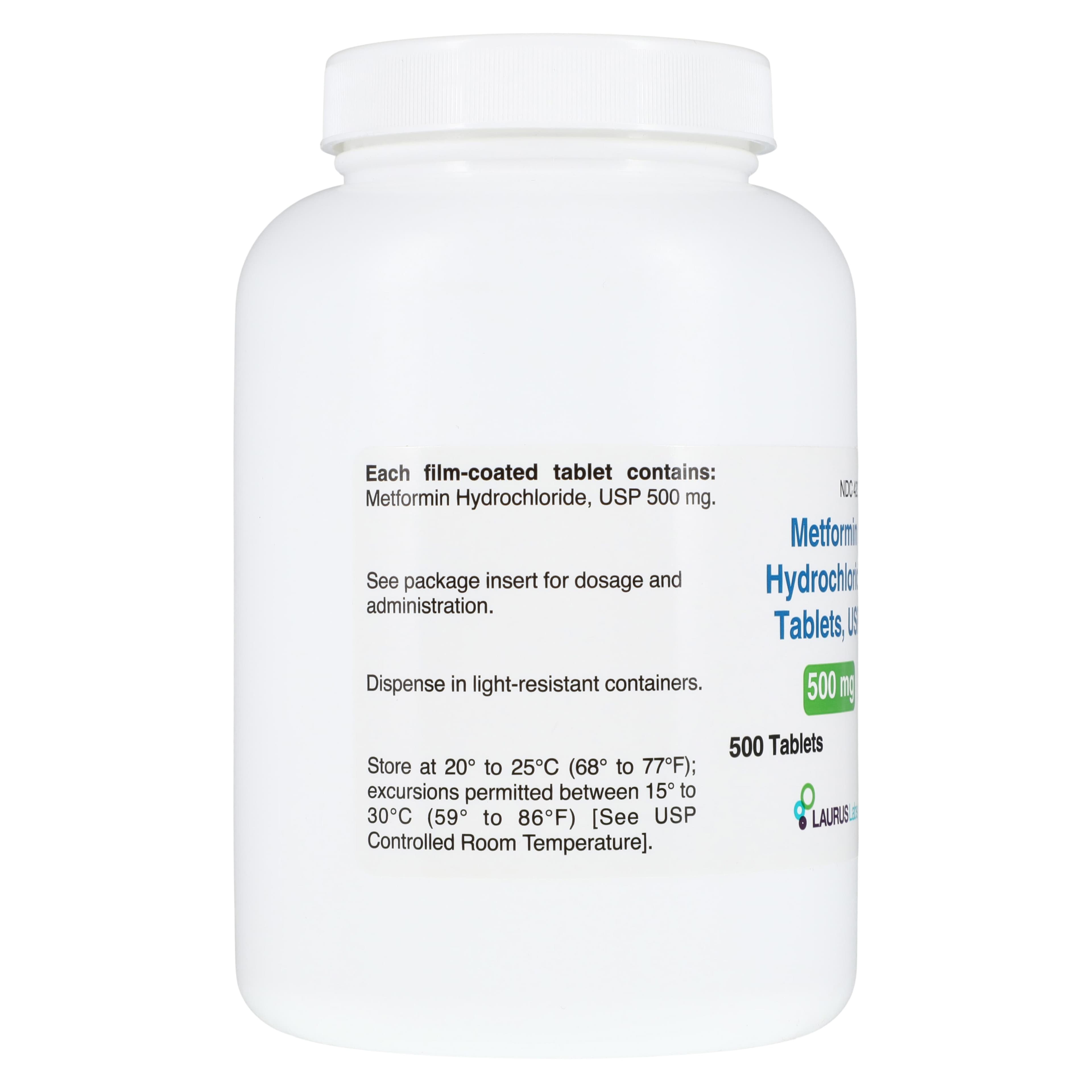 Metformin HCl Tablets 500mg, 500 Count Bottle, Laurus Lab thumbnail 2