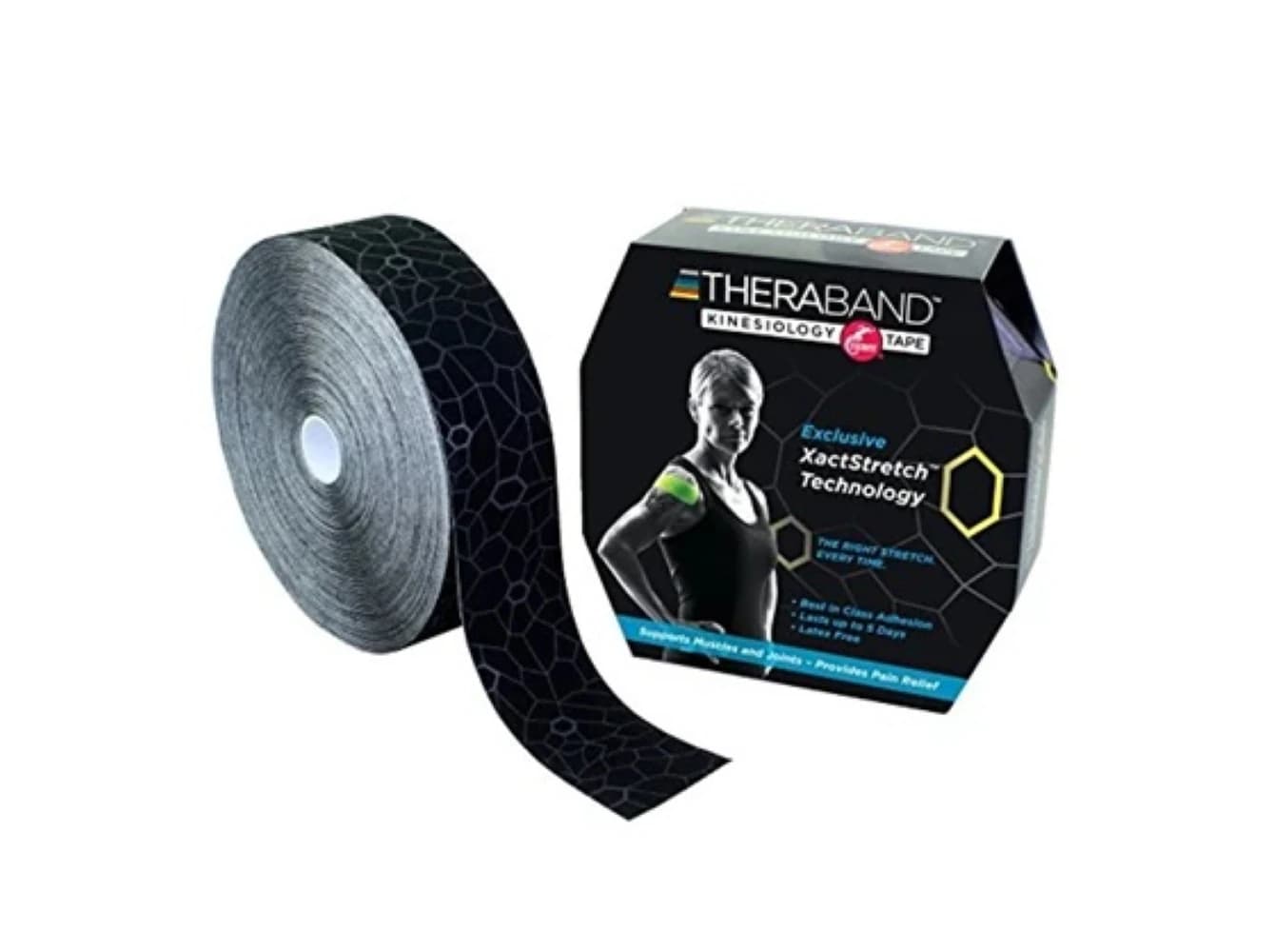 TheraBand Kinesiology Tape, Black/Gray, 2" x 103.3 ft, Each - TheraBand K Tape Black/Gray - Image 1