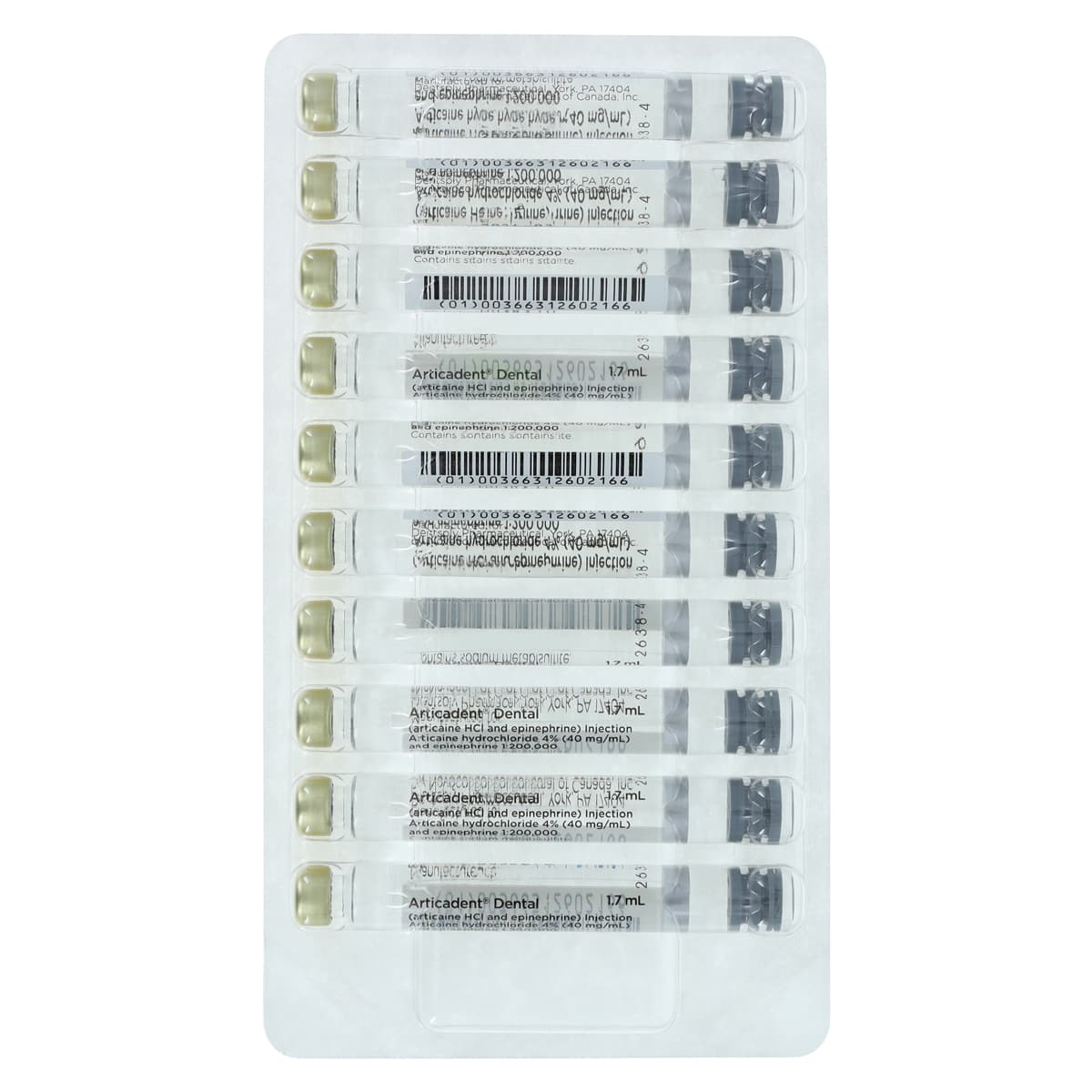Articadent 4% Articaine HCl with Epinephrine 1:200,000 Injection Cartridges, 1.7 mL, 50/Box, 52216 thumbnail 3
