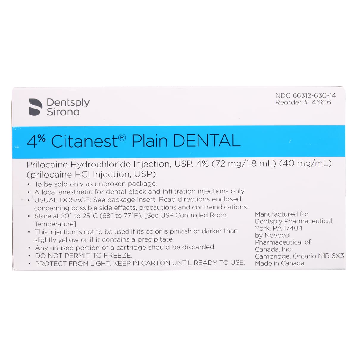 Citanest Plain 4% Prilocaine HCl Dental Anesthetic Cartridges, Without Vasoconstrictor, 1.8 mL, 50/Box, 46616 thumbnail 5