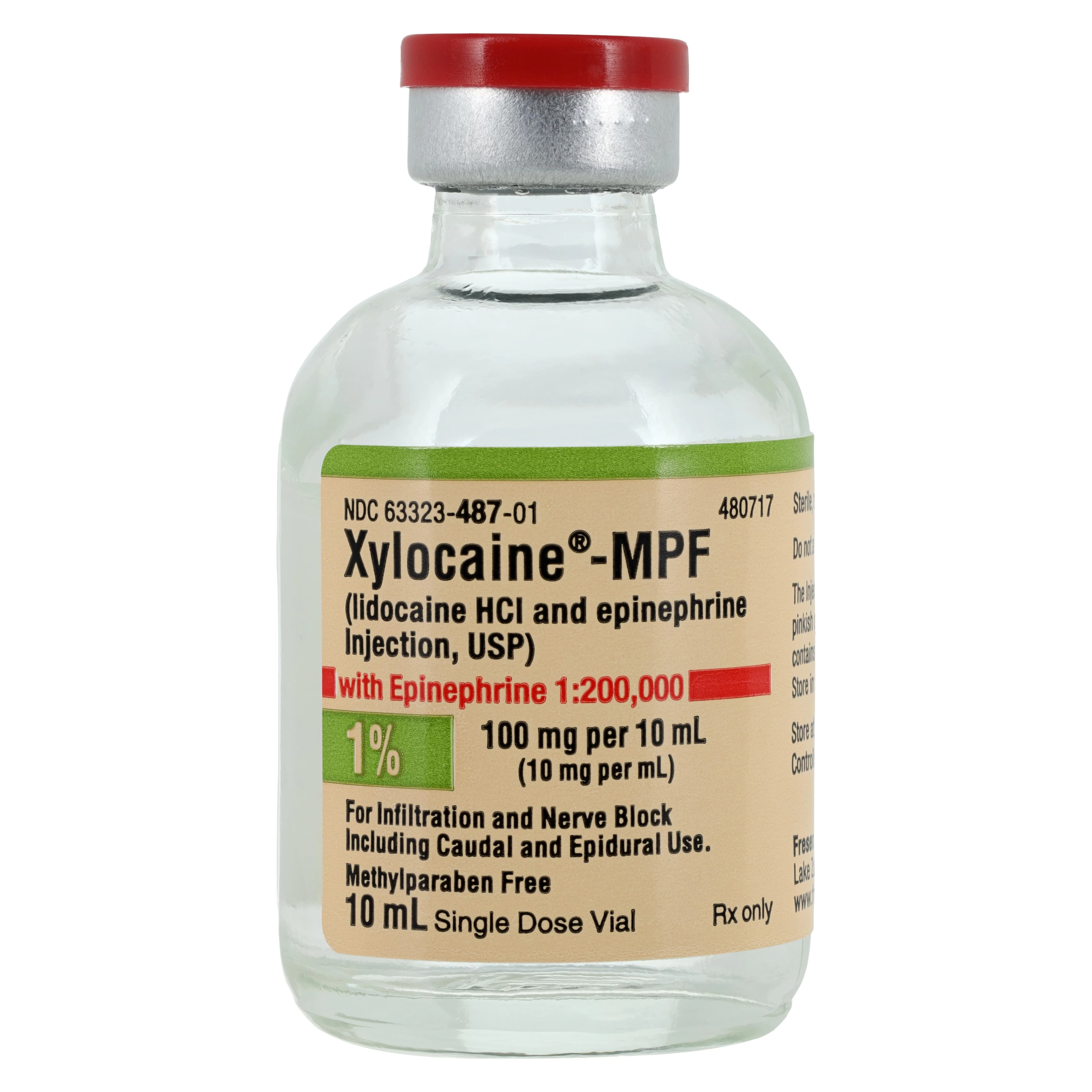 Xylocaine MPF with Epinephrine Injection, 1% Lidocaine HCl / 1:200,000 Epinephrine, Preservative-Free, Single-Dose Vial, 10 mL, 25/Package thumbnail 3