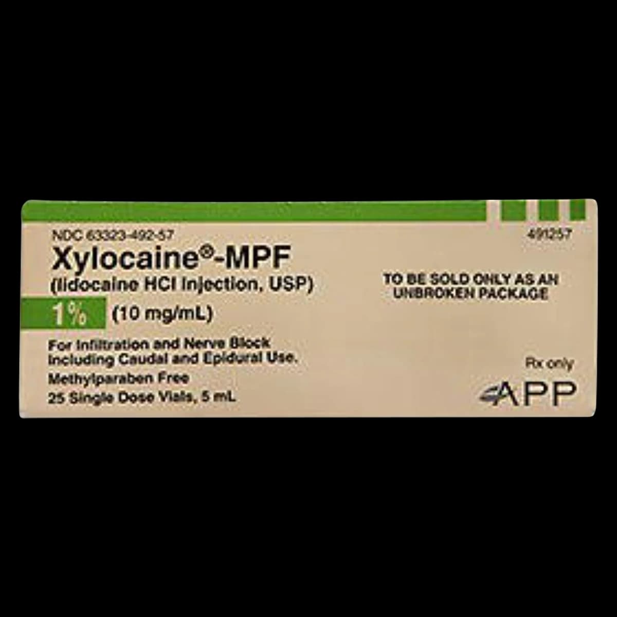 Xylocaine (Lidocaine HCl) 1% MPF Injection, Preservative-Free, Single-Dose Vial, 5 mL, 25/Pkg thumbnail 2