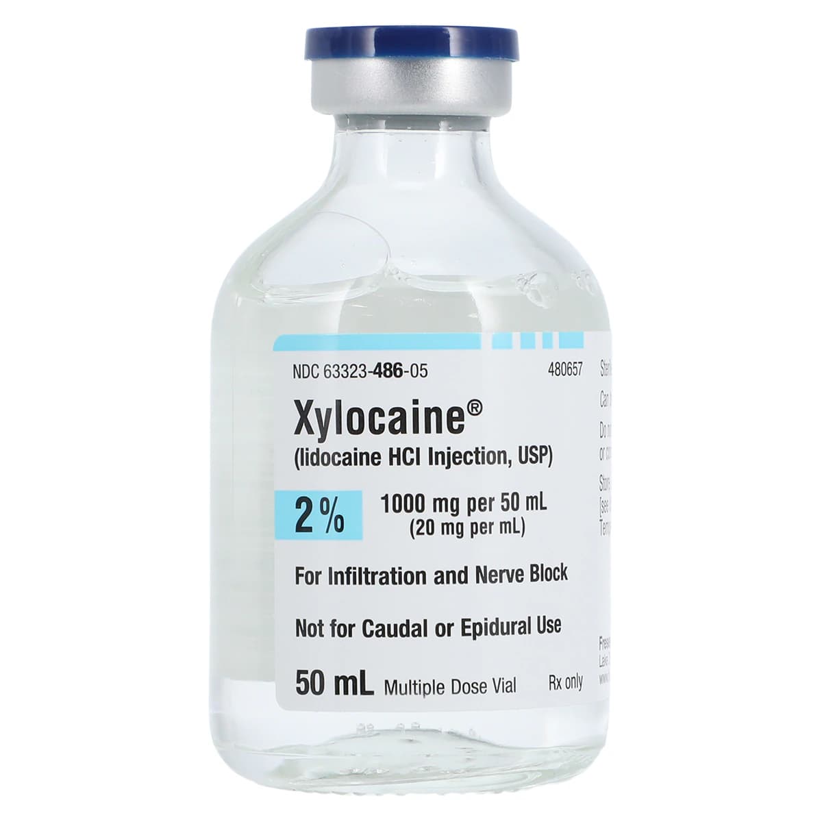 Xylocaine (Lidocaine HCl) 2% Injection, Multiple-Dose Vial, 50 mL, 25/Package thumbnail 2