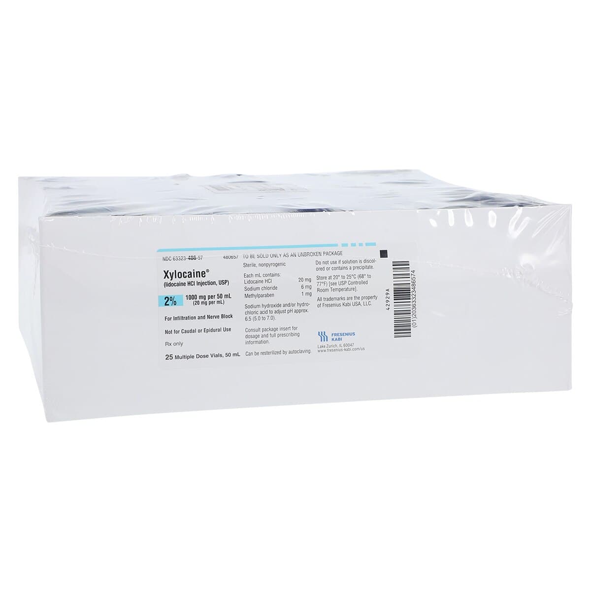 Xylocaine (Lidocaine HCl) 2% Injection, Multiple-Dose Vial, 50 mL, 25/Package thumbnail 4