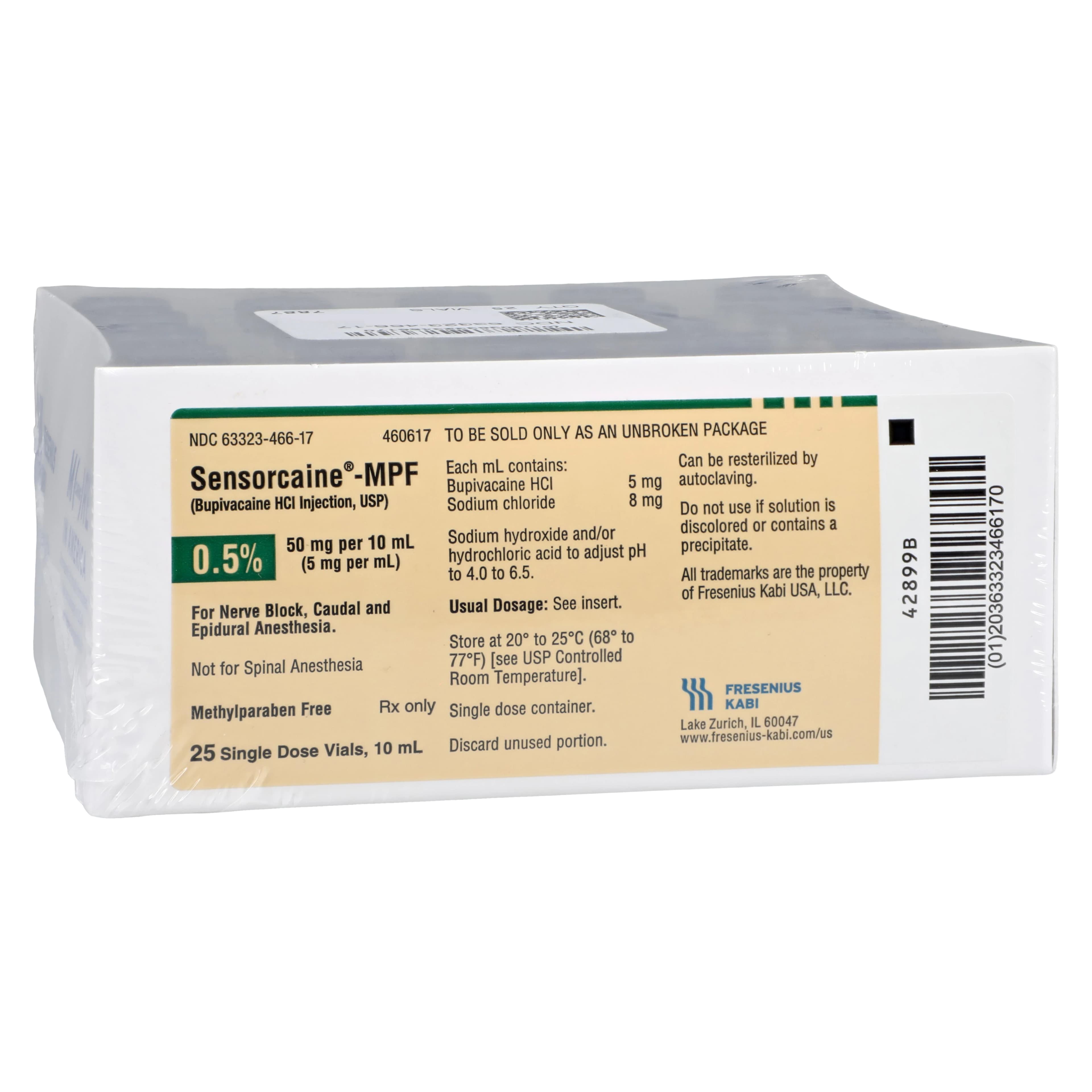 Sensorcaine Plain 0.5% Preservative Free (PF) Single Dose Vial (SDV), 10mL, 25/Box thumbnail 2