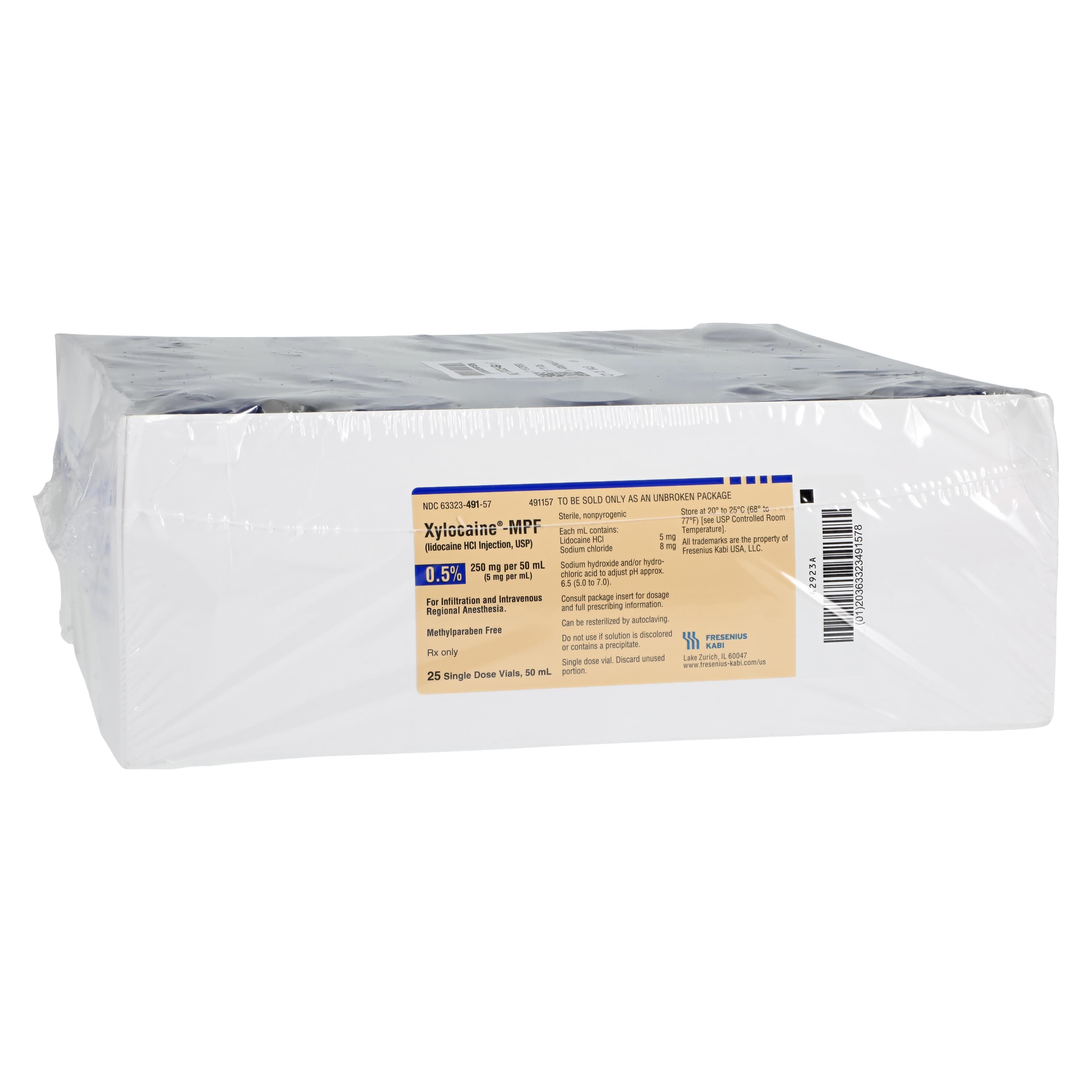 Xylocaine Plain SDV 50mL MPF, 0.5% Preservative Free, 25/Package thumbnail 2