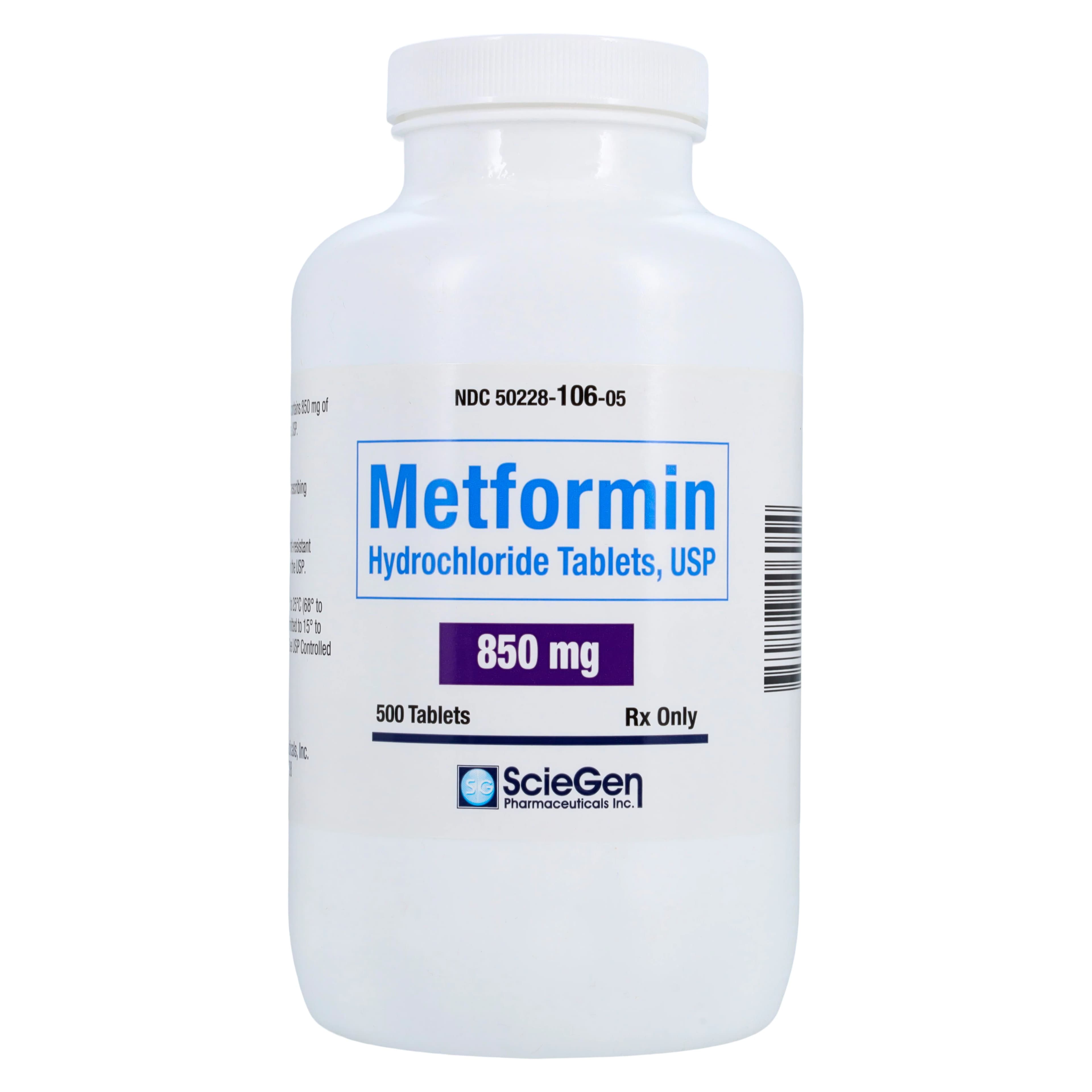 Metformin HCl Tablets, 850mg, 500/Bottle - Metformin HCl Tablets - Image 1