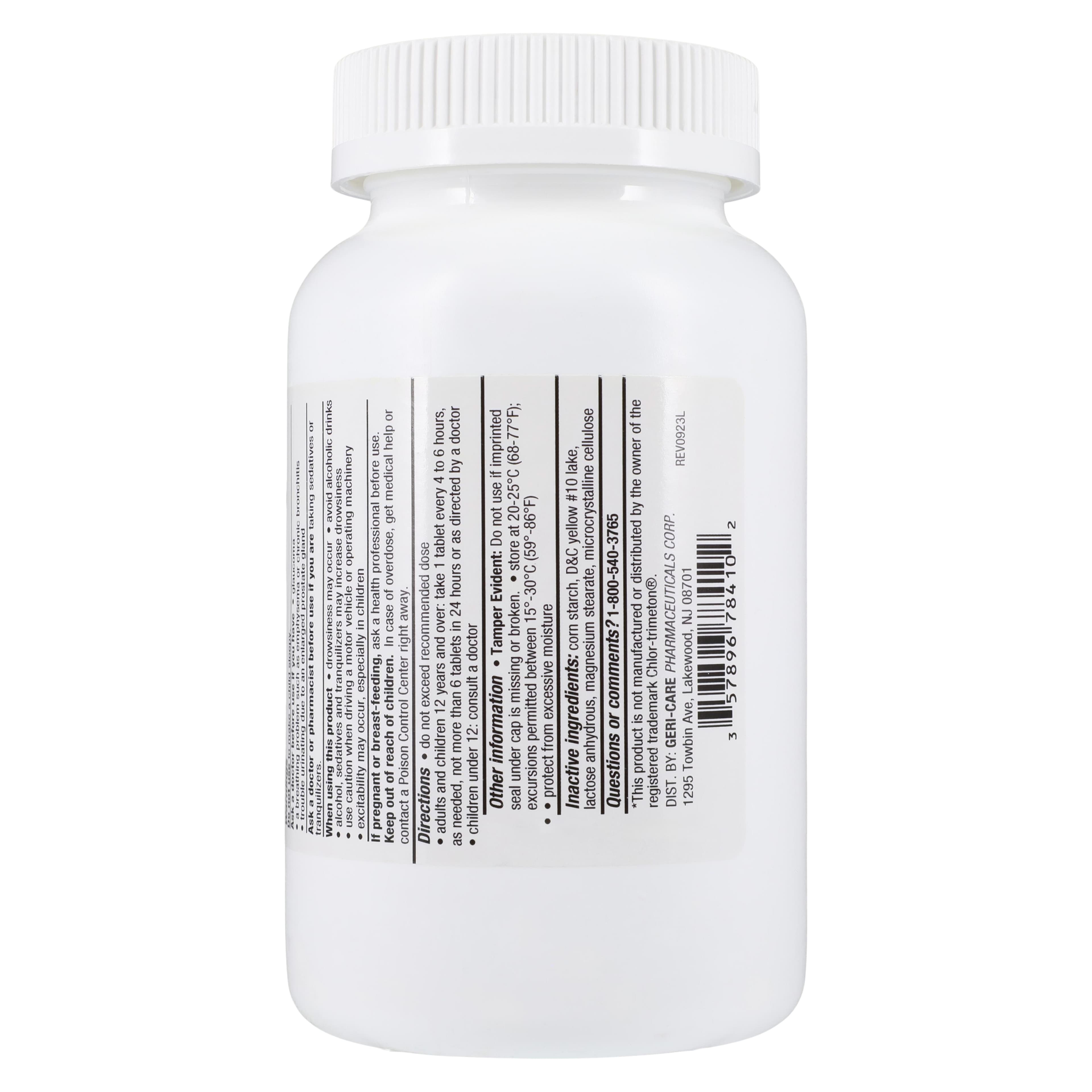 Geri-Care Chlorpheniramine Tablets, 4mg, 1000/Bottle thumbnail 3