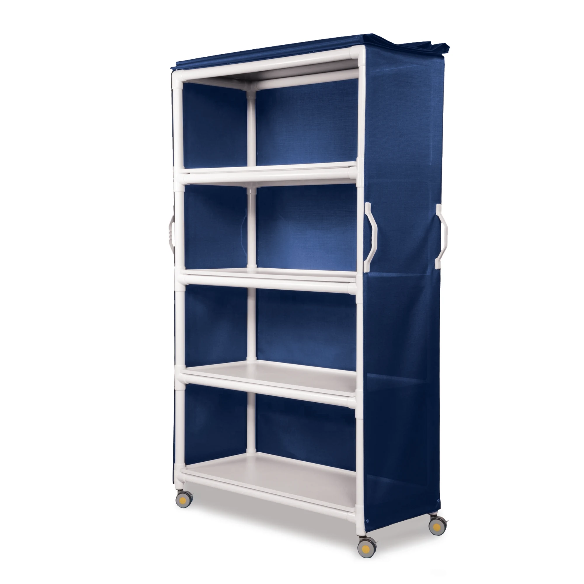 Marketlab Storage Cart, 4-Shelf, Navy, 5" Casters with 2 Locking - CART STORAGE 4 SHELF NAVY - Image 1