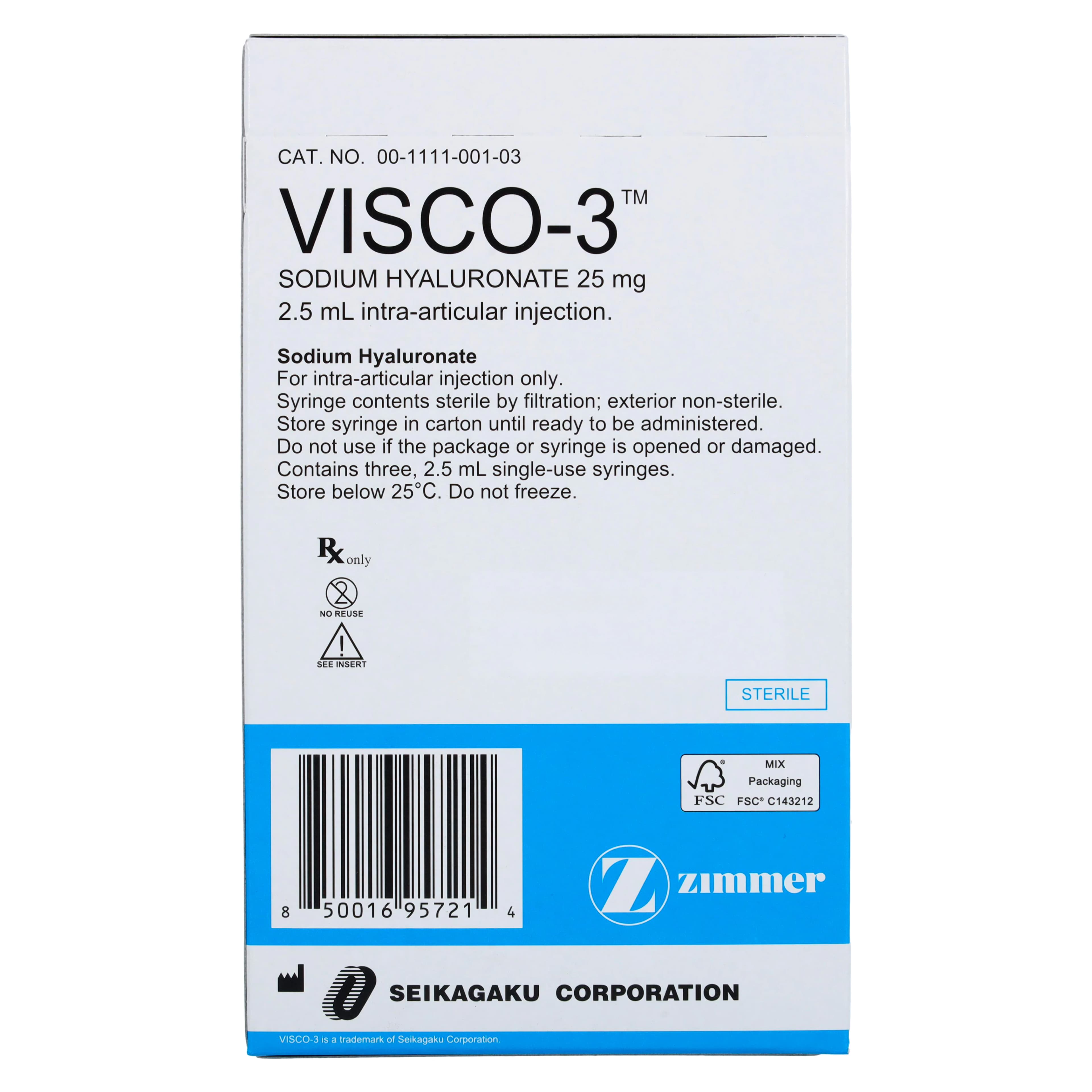 Visco-3 Injection 10 mg/mL Prefilled Syringe, 2.5 mL, 3/Package thumbnail 2