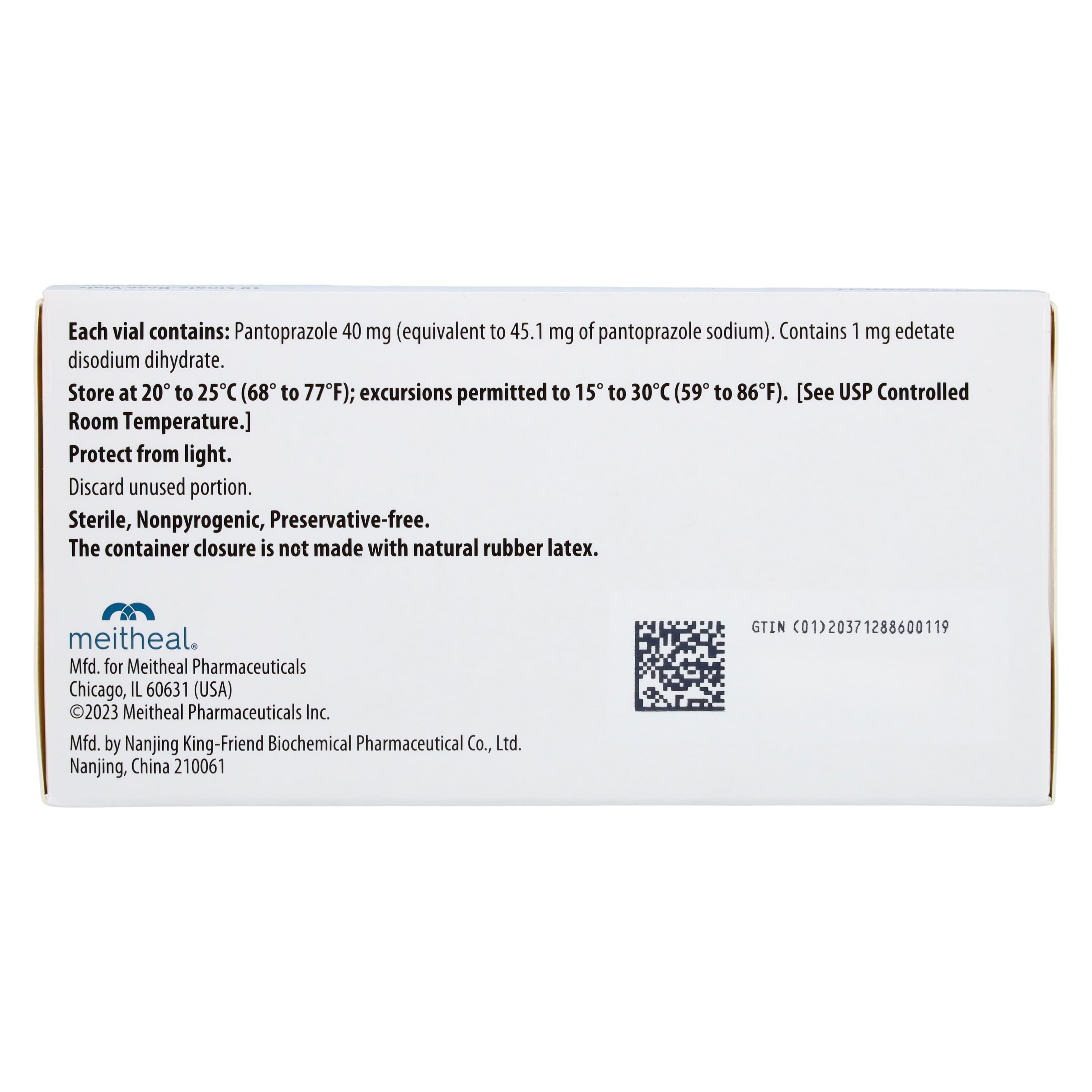 Pantoprazole Sodium Injection, 40 mg/vial, Single-Dose Vial, 10/Package, Meitheal Pharmaceuticals thumbnail 5