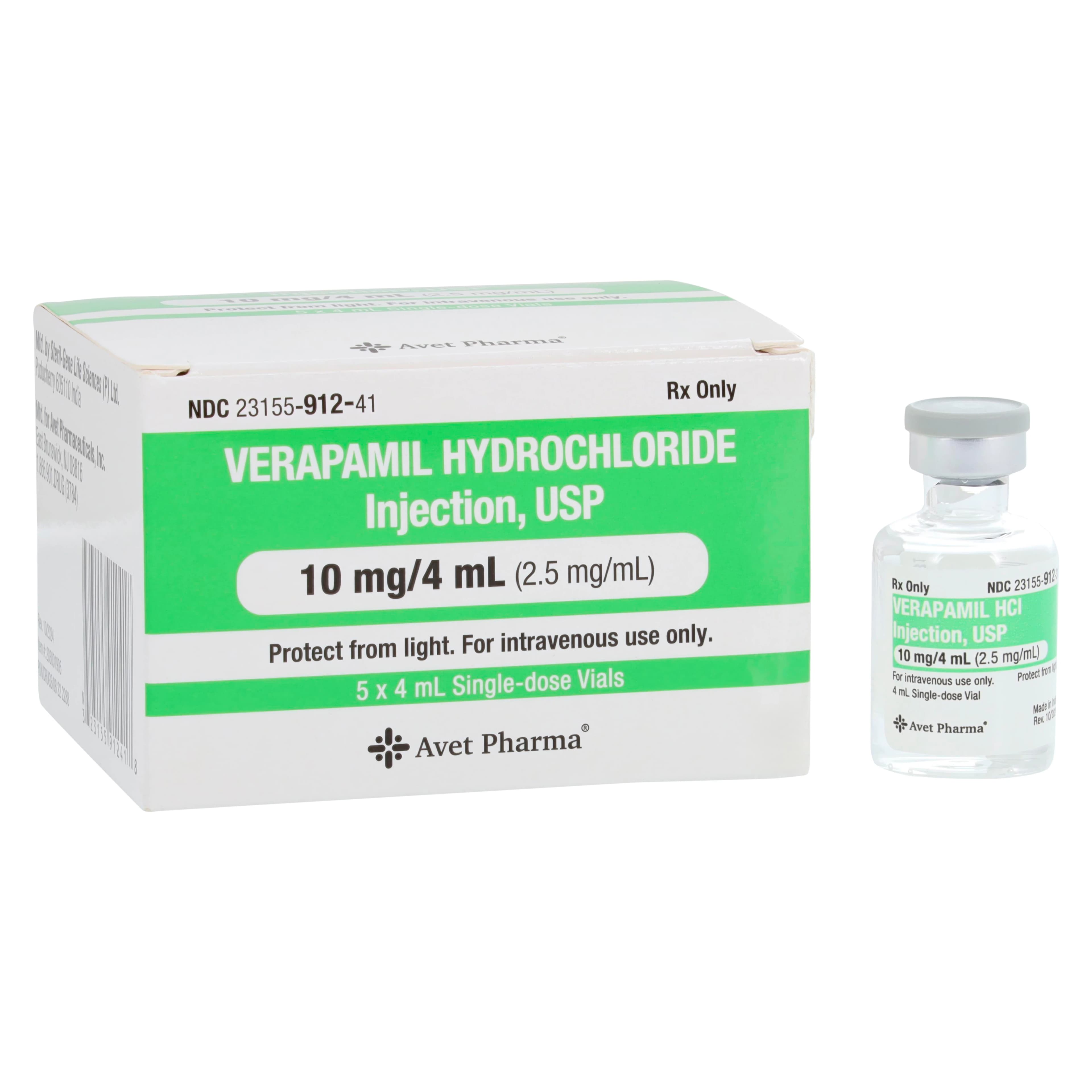 Verapamil HCl Injection SDV 2.5mg/mL, 4mL Single Dose Vial, 5/Package - Verapamil HCl Inj SDV 4mL - Image 1