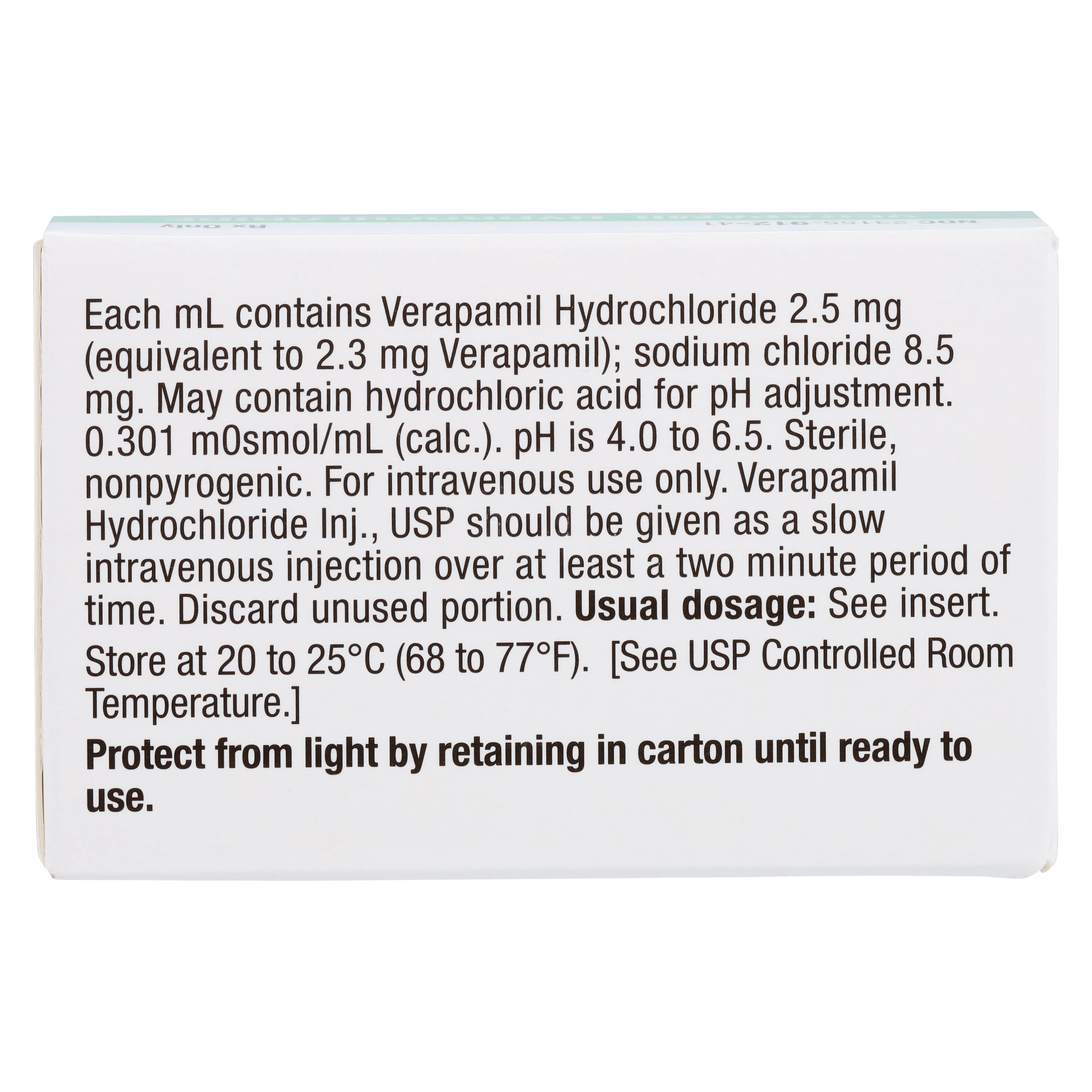 Verapamil HCl Injection SDV 2.5mg/mL, 4mL Single Dose Vial, 5/Package thumbnail 4