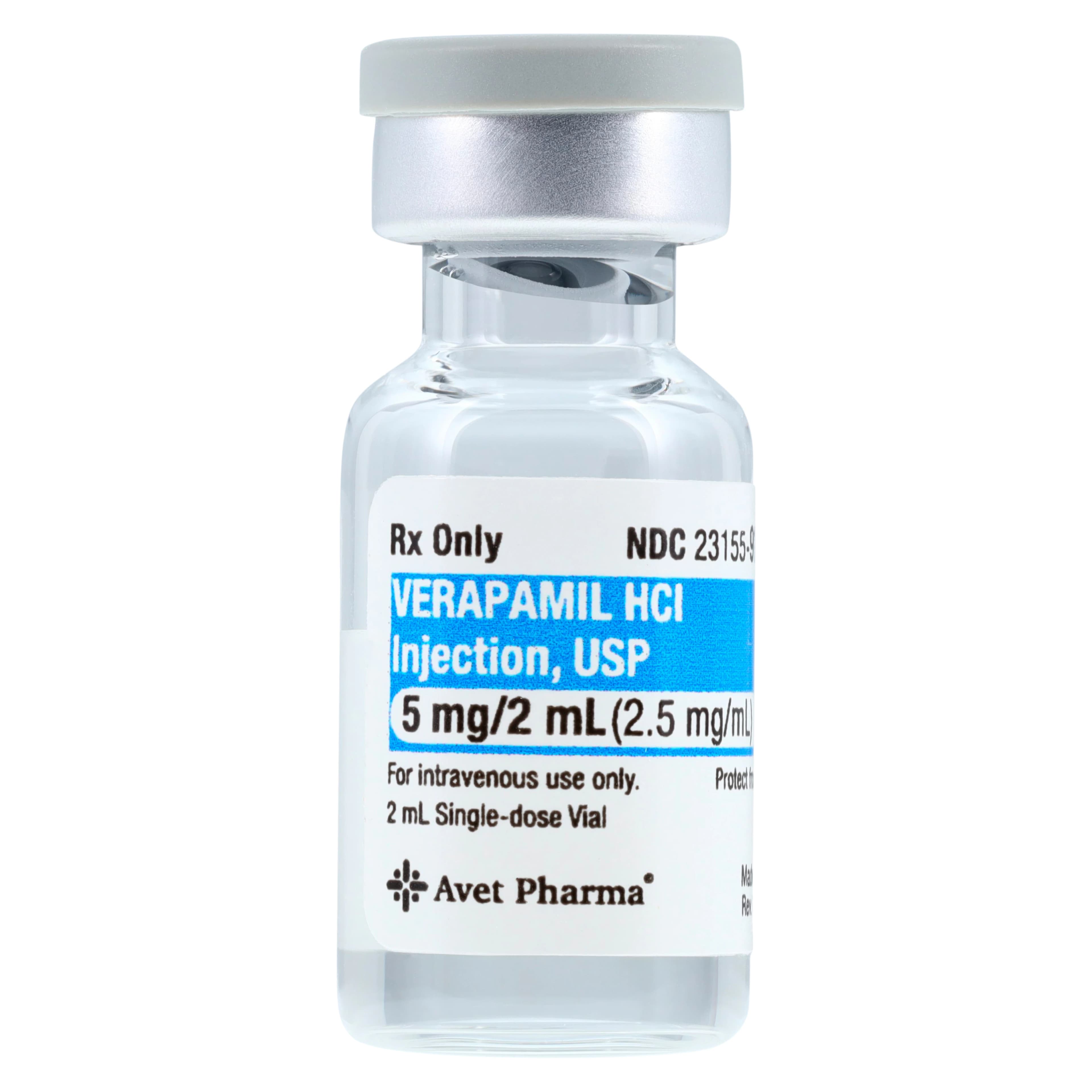 Verapamil HCl Injection SDV 2.5mg/mL, 2mL Single Dose Vial, 5/Package thumbnail 2