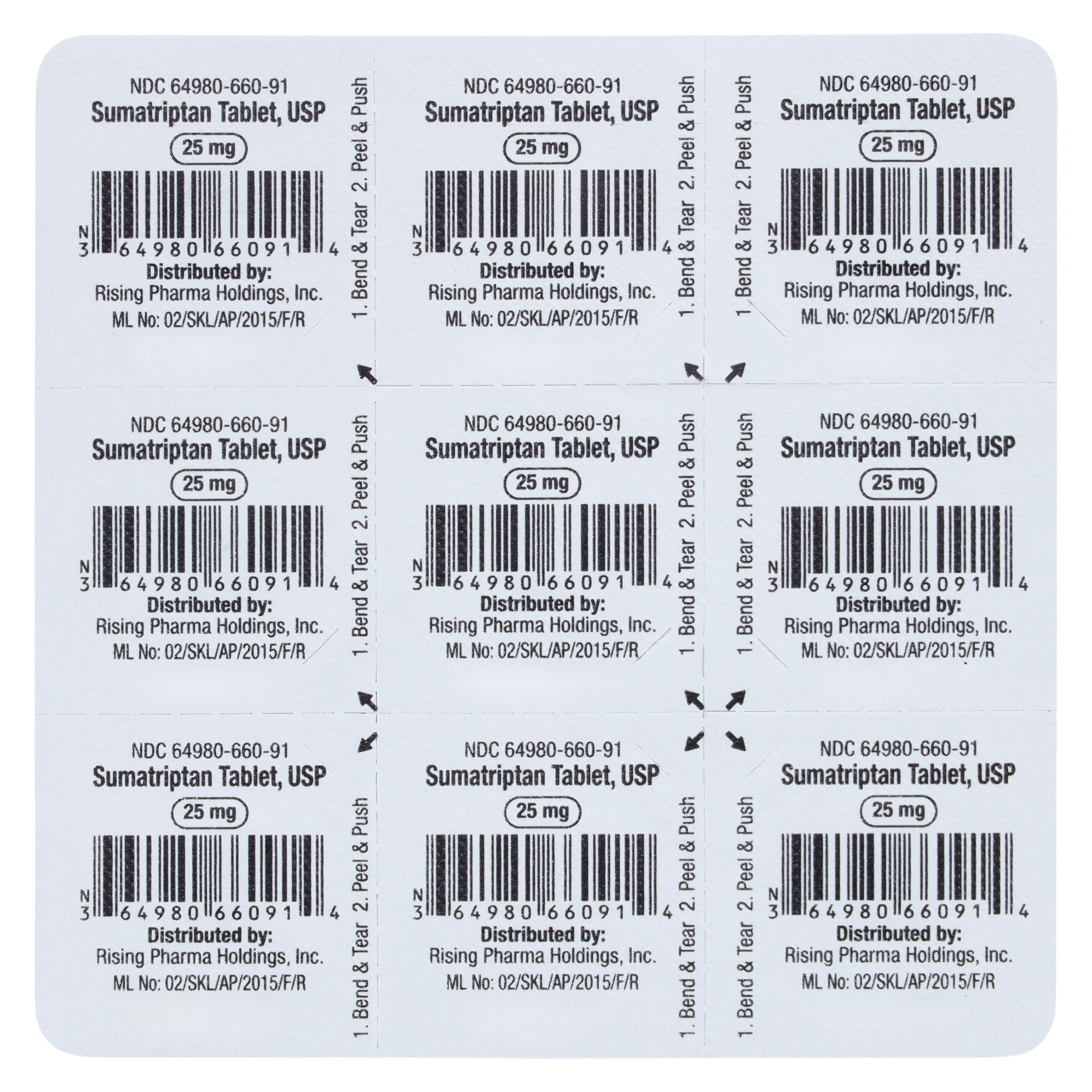 Sumatriptan Succinate Tablets 25 mg, Unit Dose Blister Pack, 9 Tablets/Package thumbnail 2