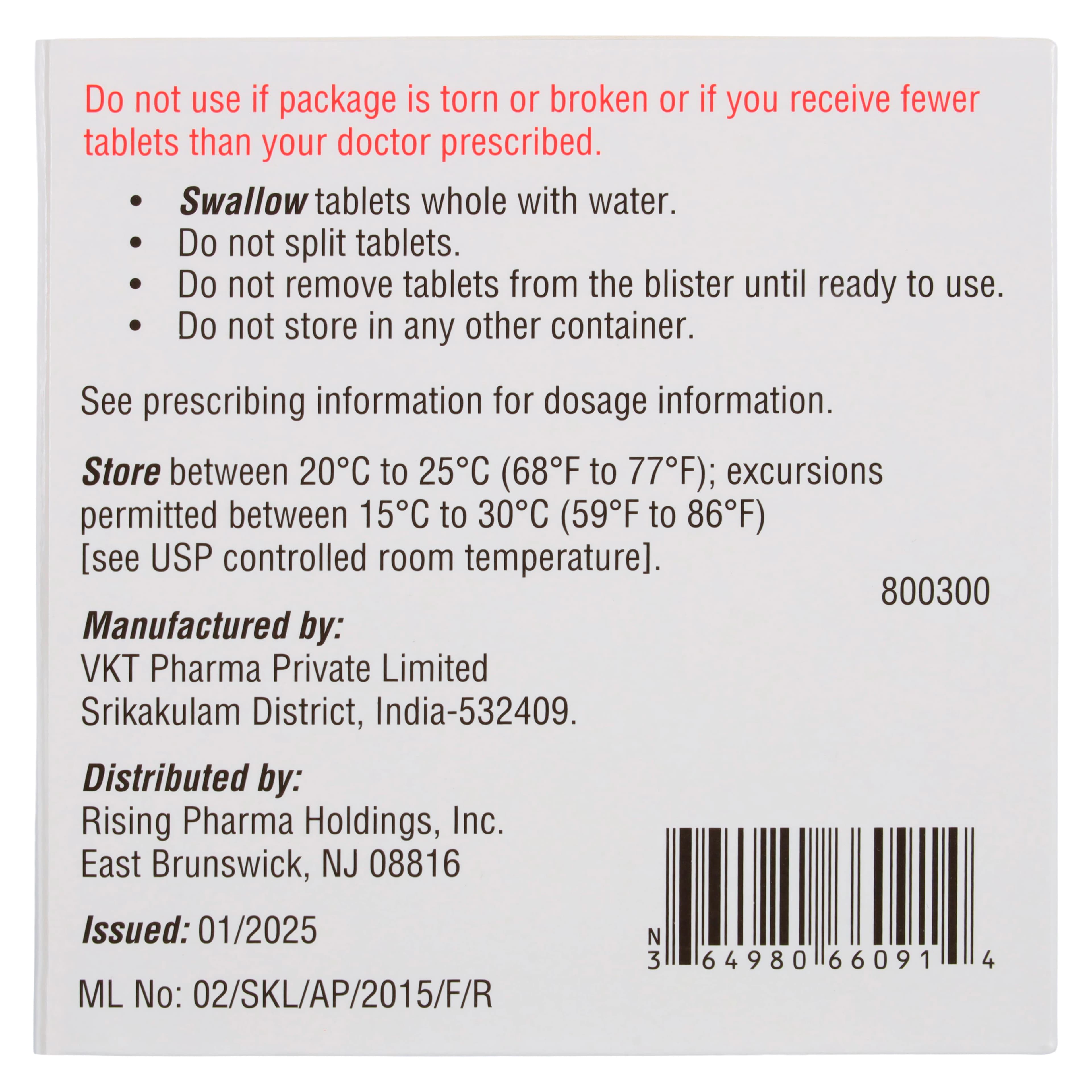 Sumatriptan Succinate Tablets 25 mg, Unit Dose Blister Pack, 9 Tablets/Package thumbnail 4