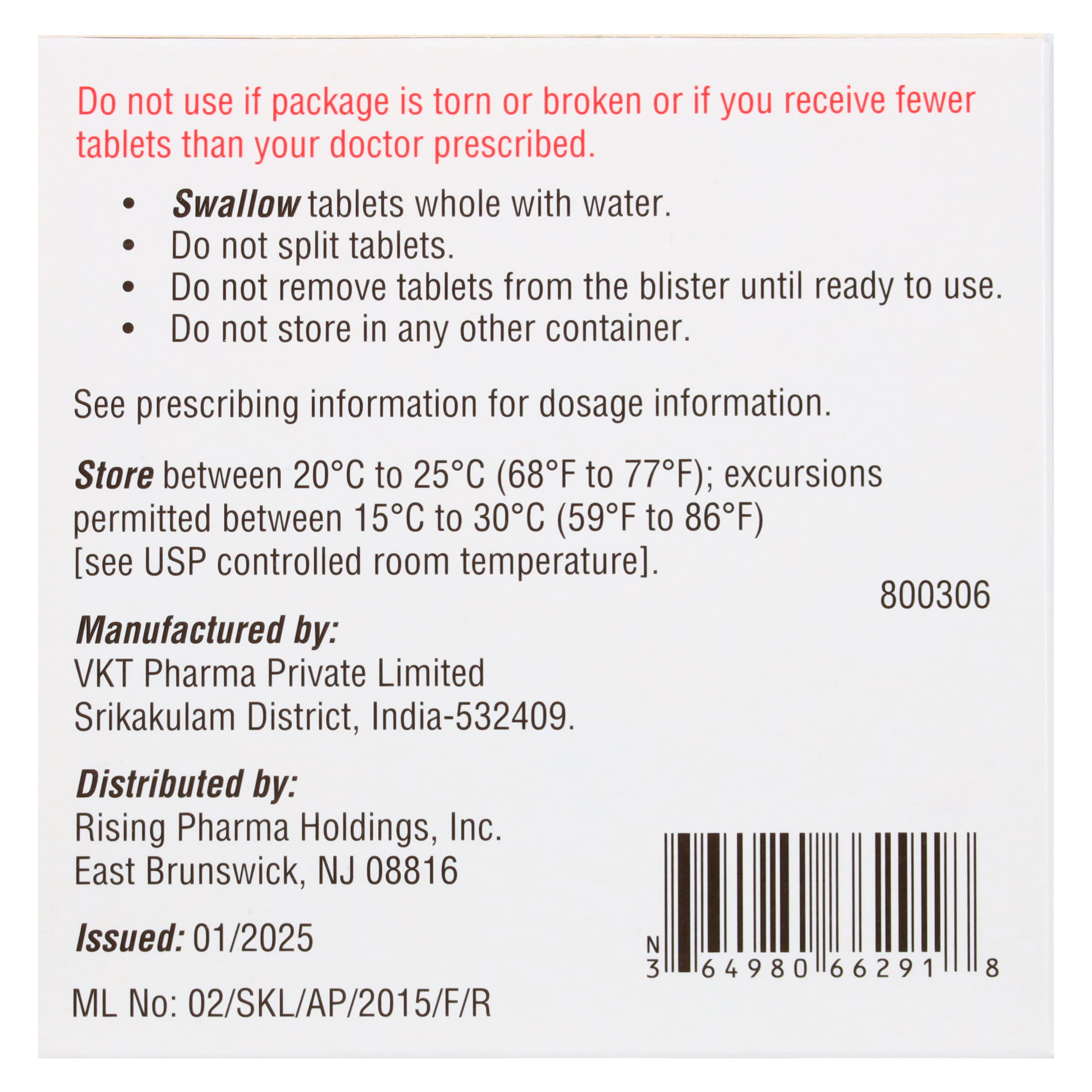Sumatriptan Succinate Tablets 100mg, Unit Dose Blister Pack, 9/Package thumbnail 4