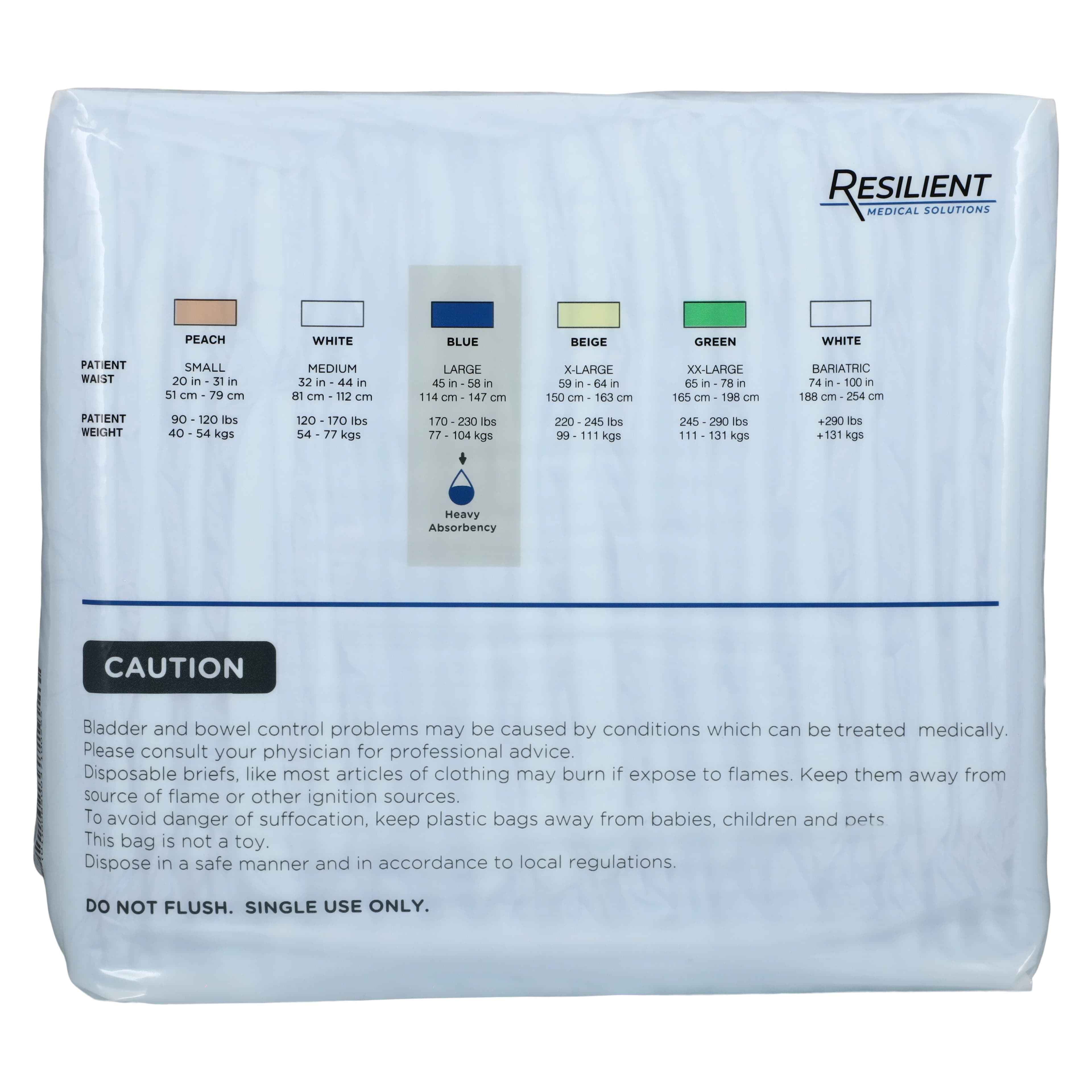 Resilient Medical Solutions Quilted Adult Brief, Unisex, Ultra Large, Blue, 45-48" Waist, Super Absorbent with Refastenable Tabs, 72/Case thumbnail 2