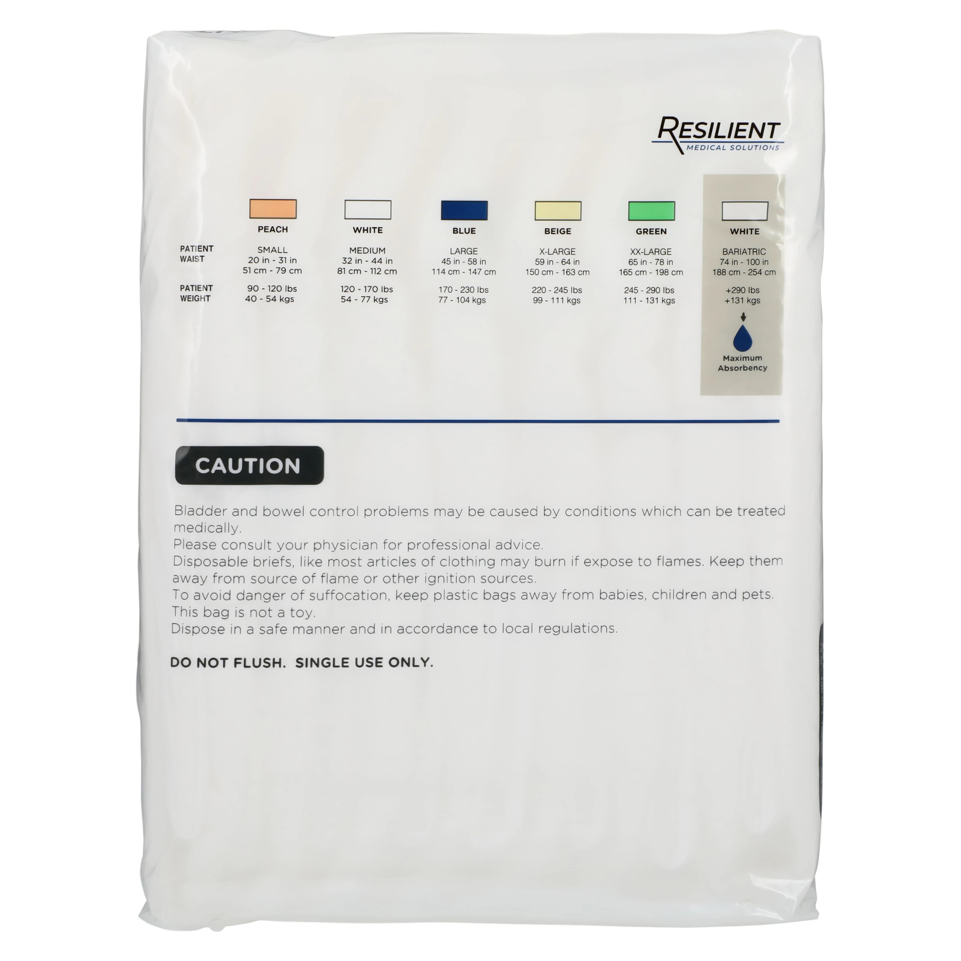 Resilient Medical Solutions Quilted Adult Bariatric Brief, Unisex, White, Super Absorbent, Refastenable Tabs, 32/Case thumbnail 2
