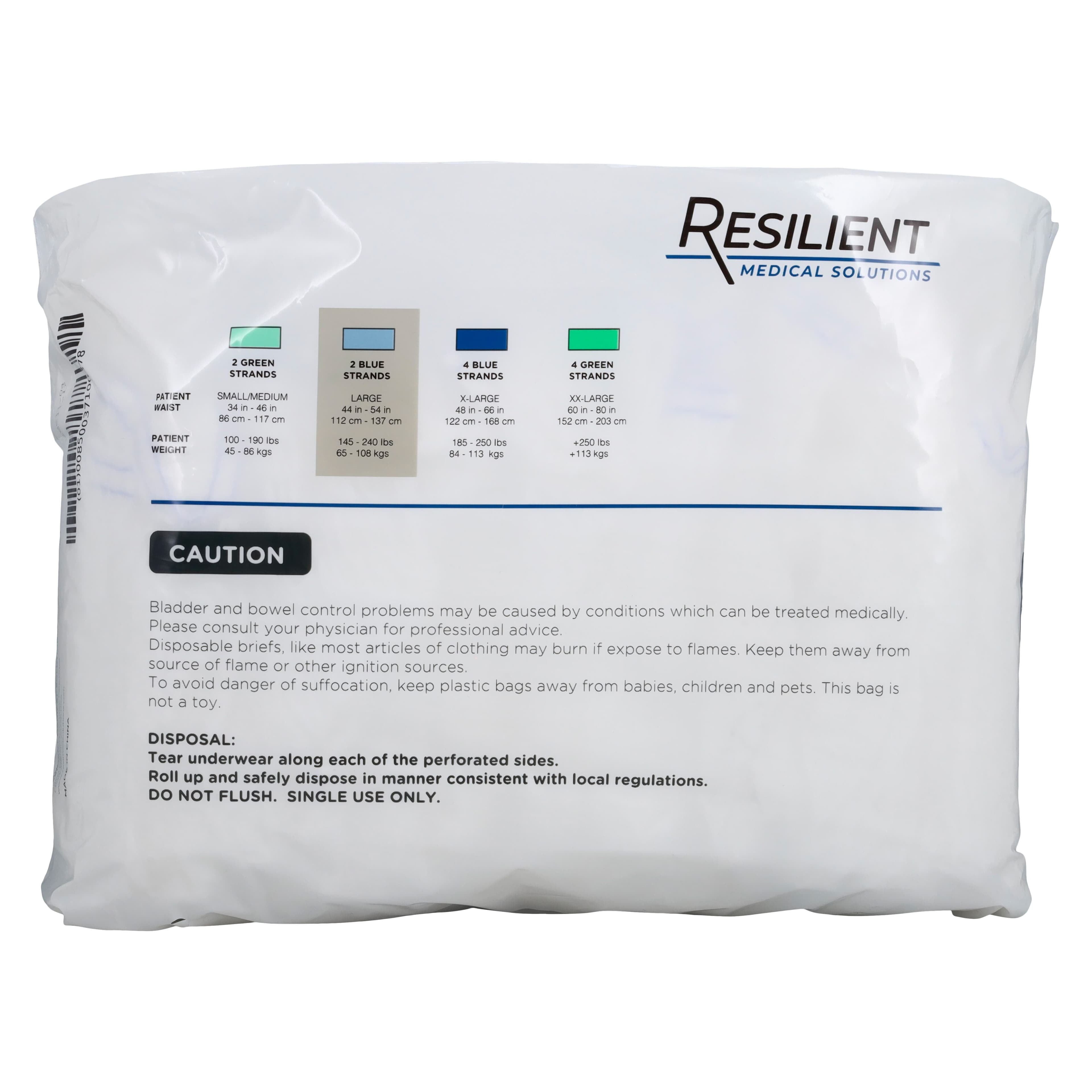 Resilient Medical Solutions Protective Underwear, Unisex Adult, Large (40-56"), Blue, Absorbent, 72/Case thumbnail 2