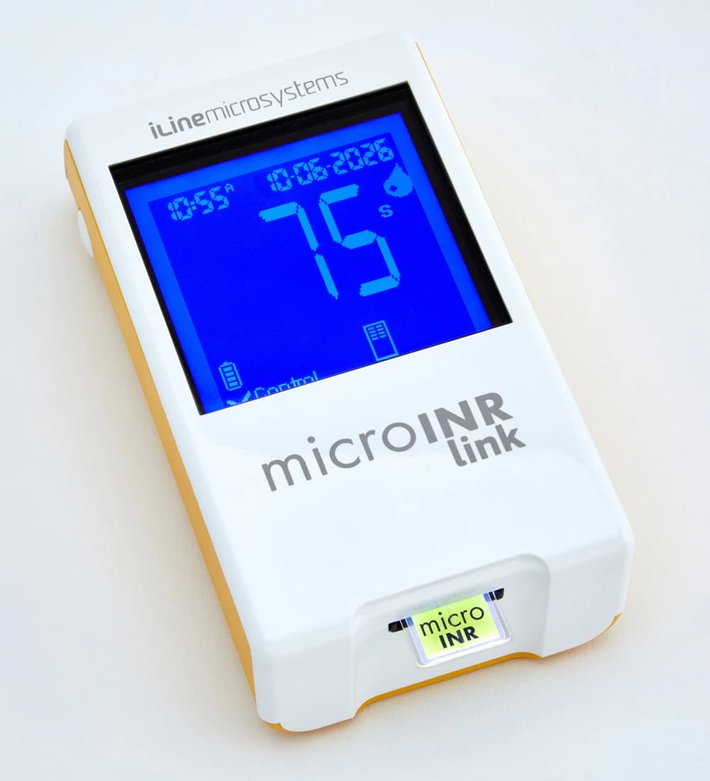 microINR Link PT/INR Blood Coagulation Analyzer with Bluetooth and Wi-Fi, CLIA Waived, Touch Screen, Rechargeable Battery, Includes Meter, Case, and Charger thumbnail 2