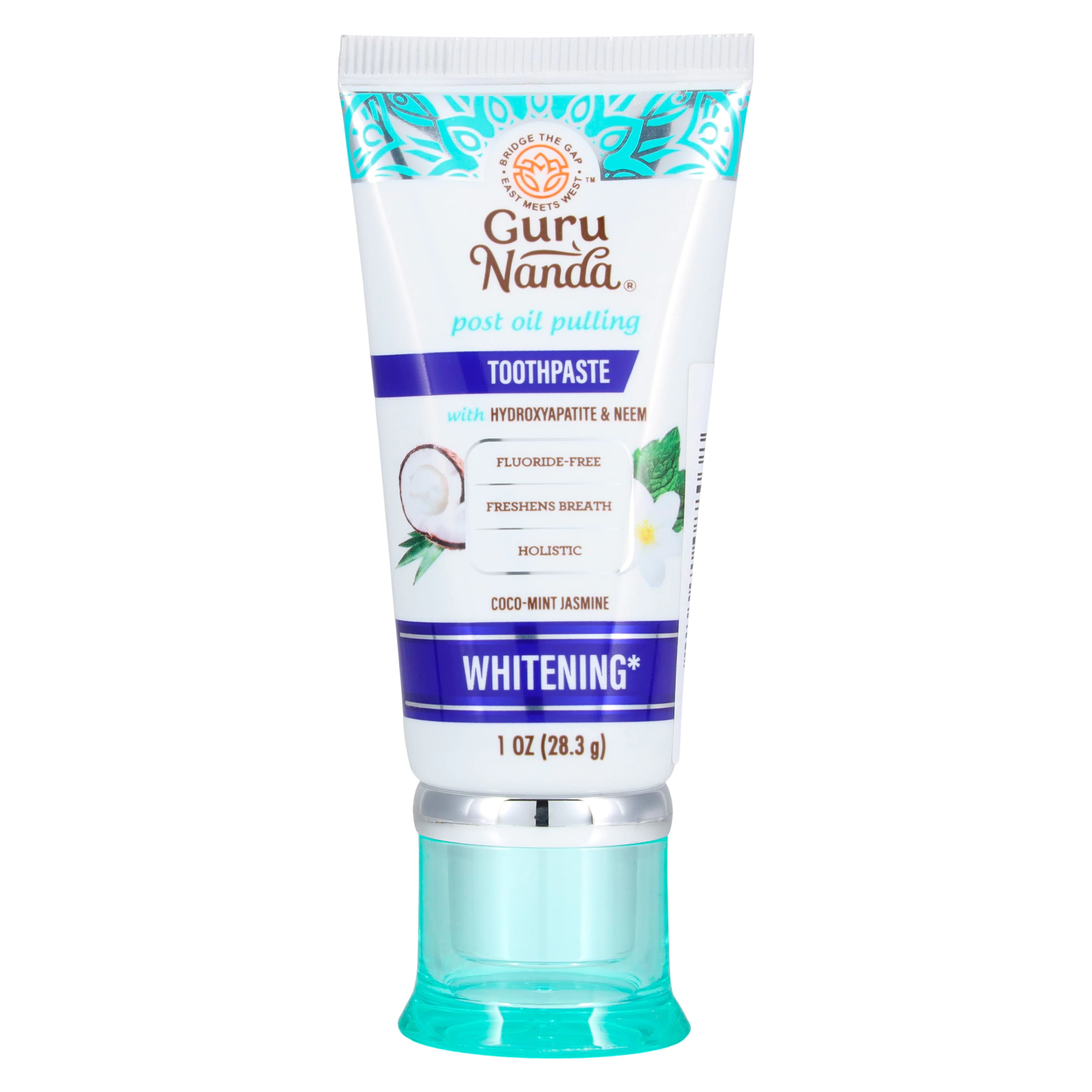 GuruNanda Travel Size Fluoride-Free Whitening Toothpaste with Neem and Hydroxyapatite, Clean Mint, 1 oz, Case of 77 - Travel Size Fluoride-Free Whitening Toothpaste with Neem and Hydroxyapatite Case of 77 - Image 1