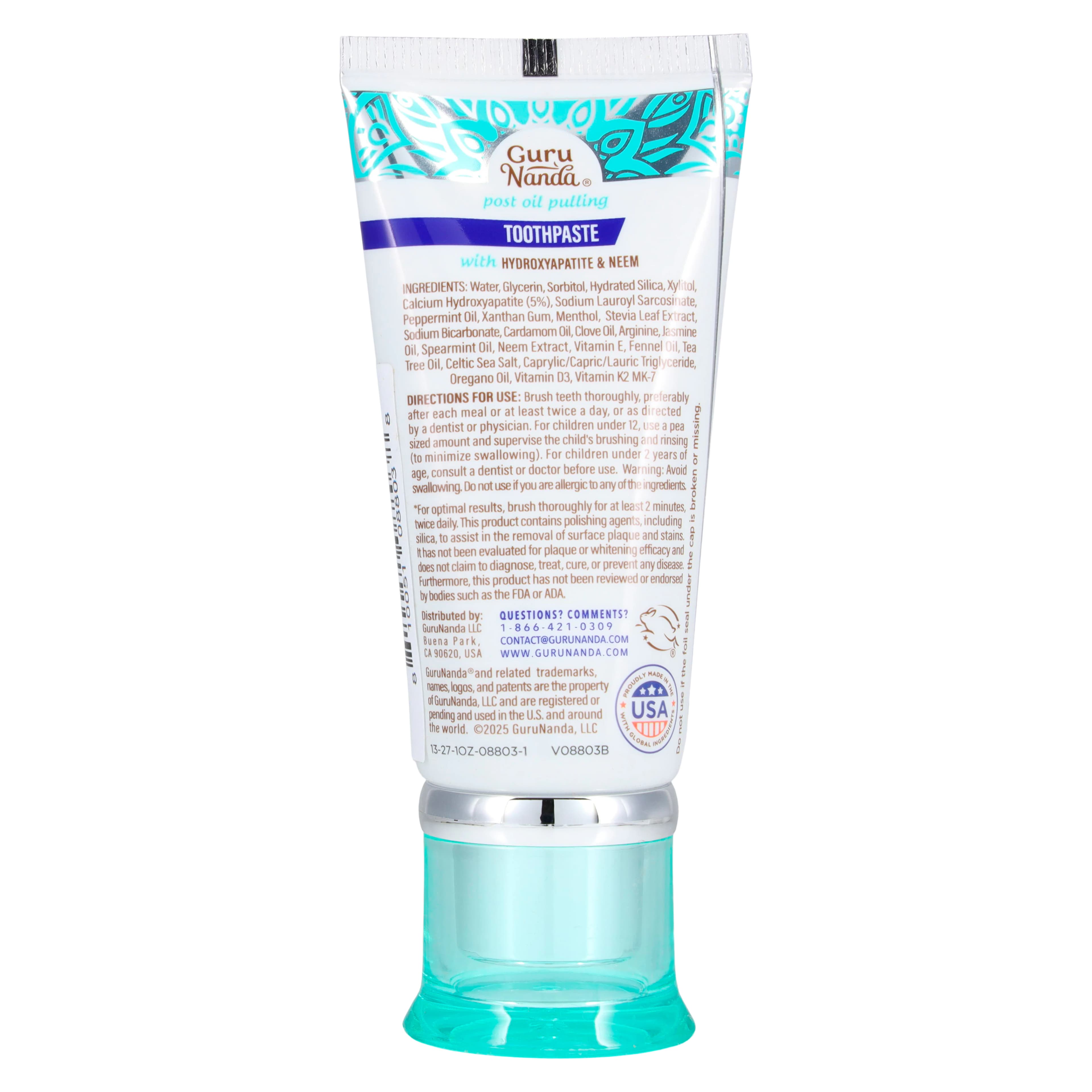 GuruNanda Travel Size Fluoride-Free Whitening Toothpaste with Neem and Hydroxyapatite, Clean Mint, 1 oz, Case of 77 thumbnail 3