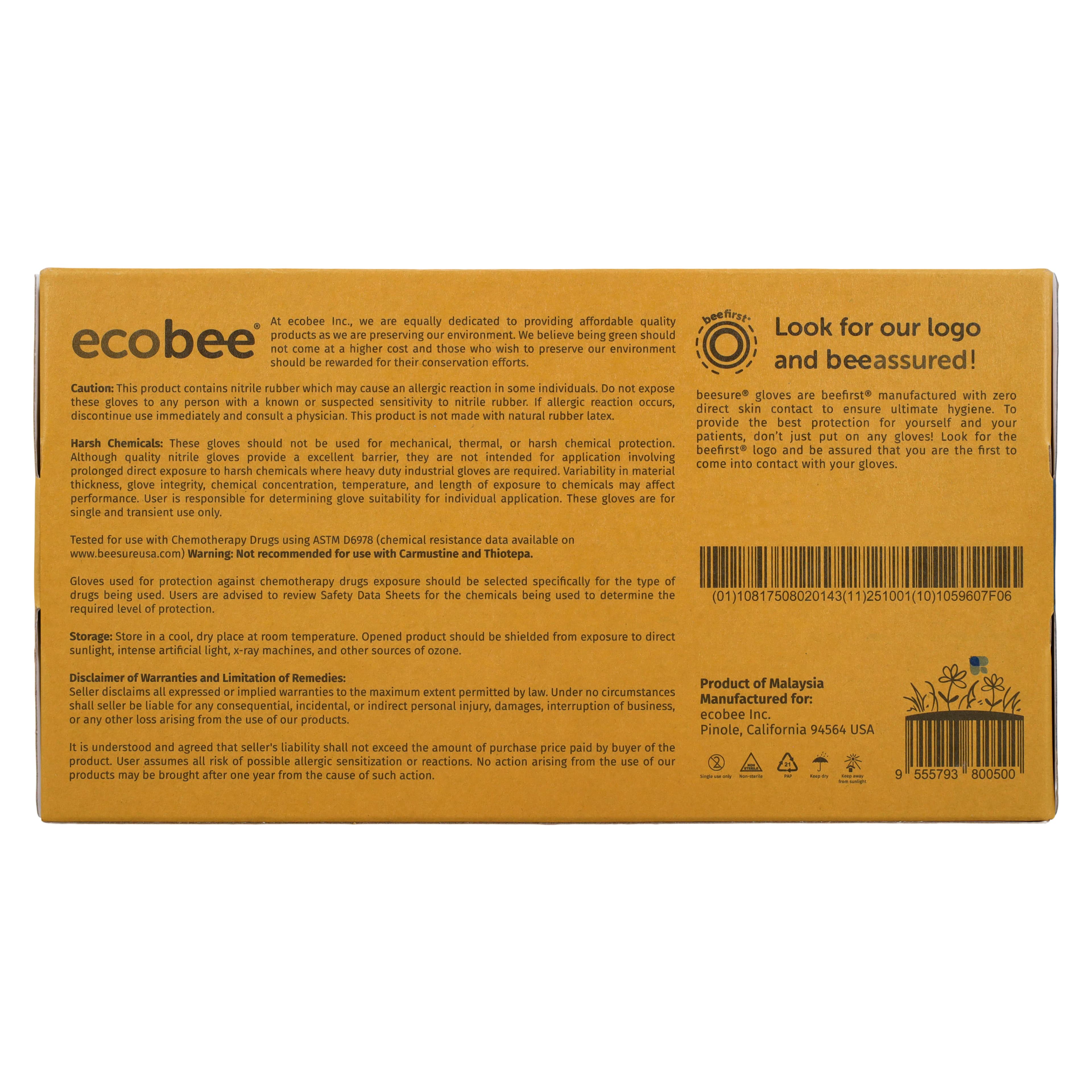BeeSure Nitrile Exam Gloves, Powder Free, Non-Sterile, Extra Large, Light Blue, 100/Box, BE1119 thumbnail 4