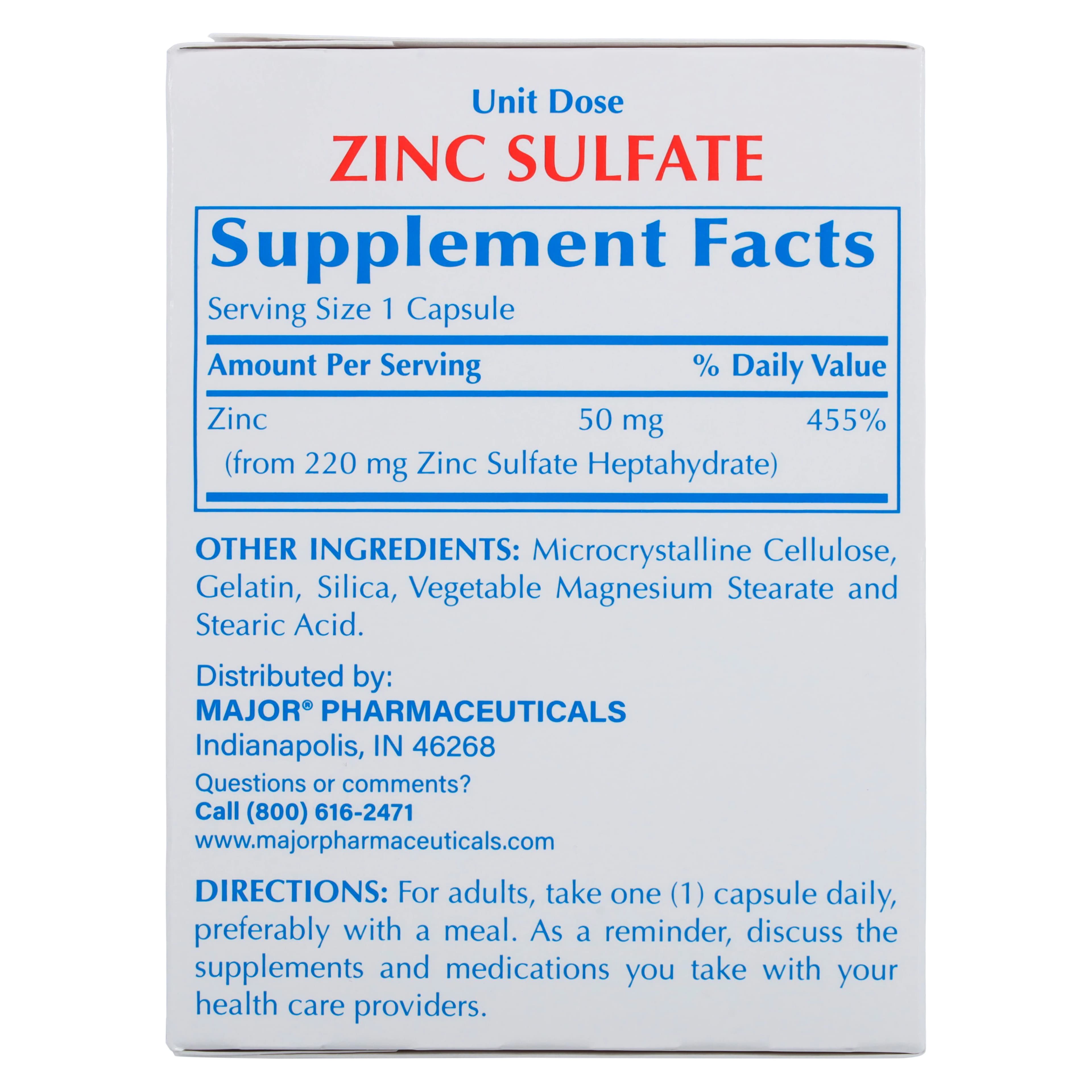 Zinc Sulfate Capsules 220 mg, Unit Dose, 100/Package (10x10) thumbnail 2