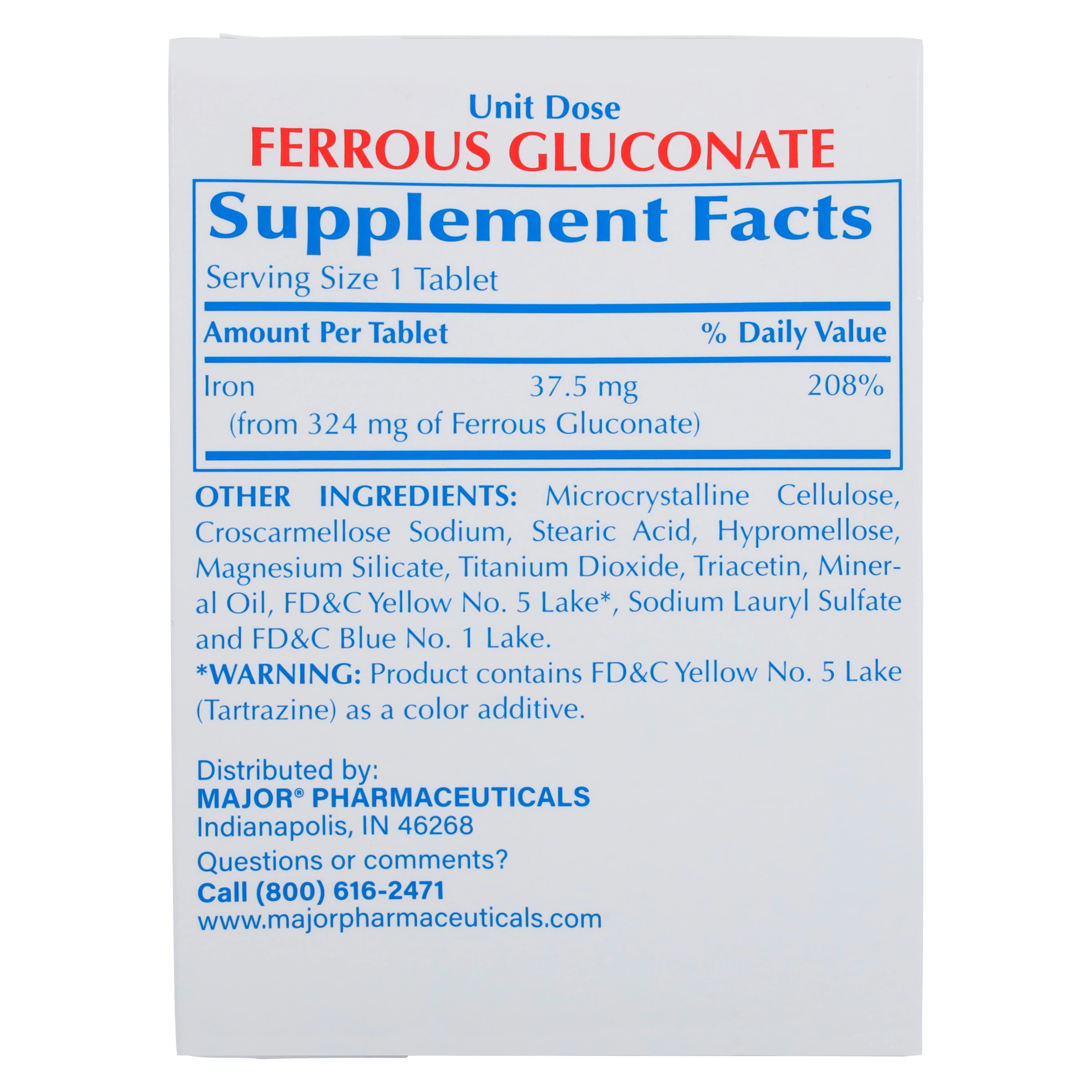 Ferrous Gluconate Tablets 300 mg, Unit Dose, 100 Tablets (10x10), Major Pharmaceuticals thumbnail 2
