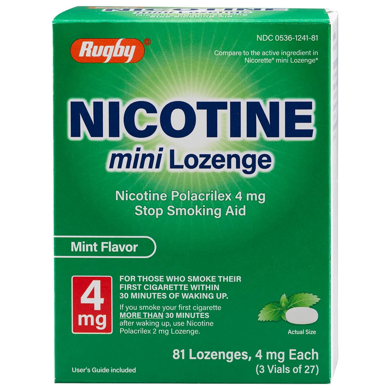 Nicotine Lozenge Mint 4mg, 81 Count Box - Nicotine Lozenge Mint - Image 1