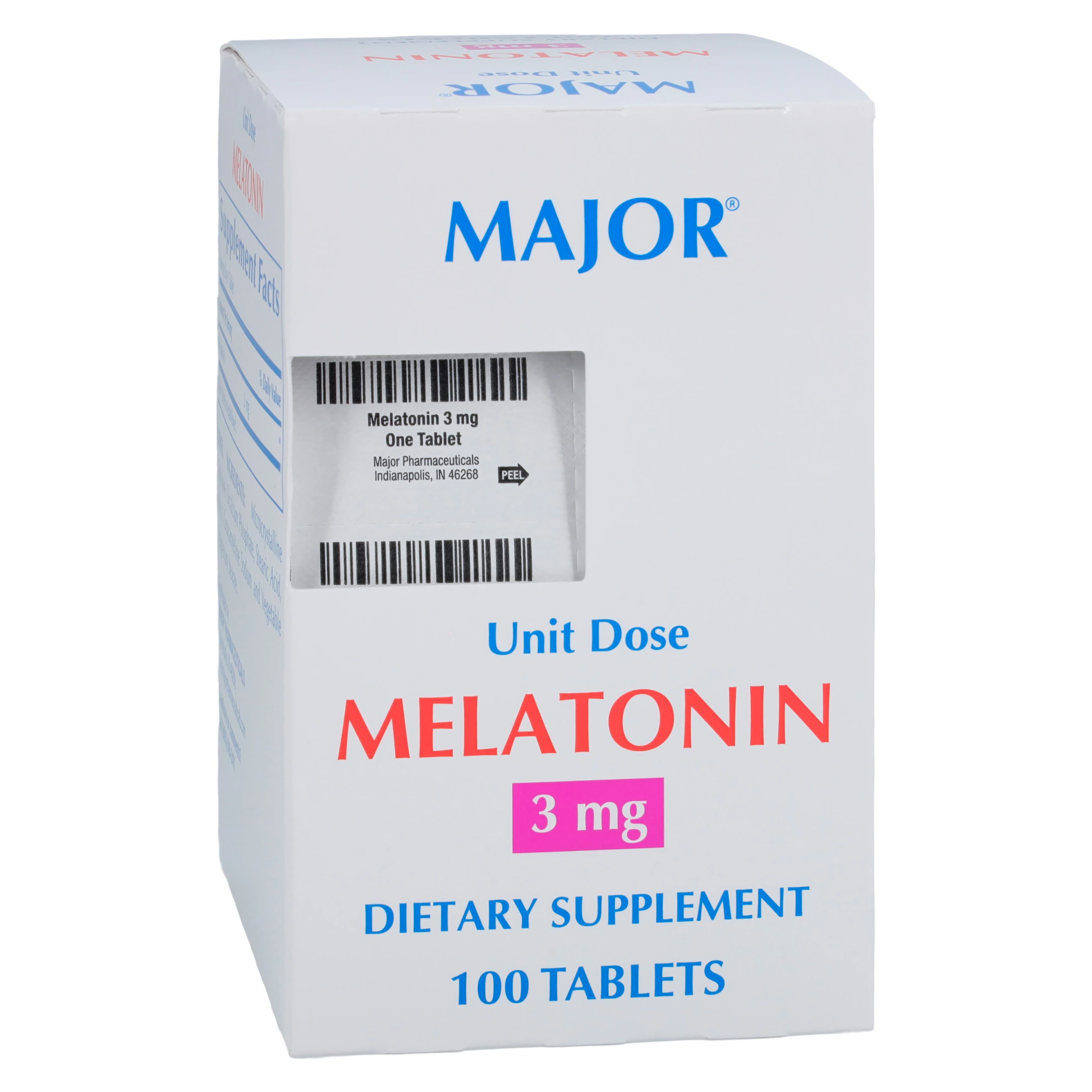 Melatonin Tablets UD, 3mg, Unit Dose Blister Pack, 100/Pk, Major Pharmaceuticals - Melatonin Tablets UD - Image 1