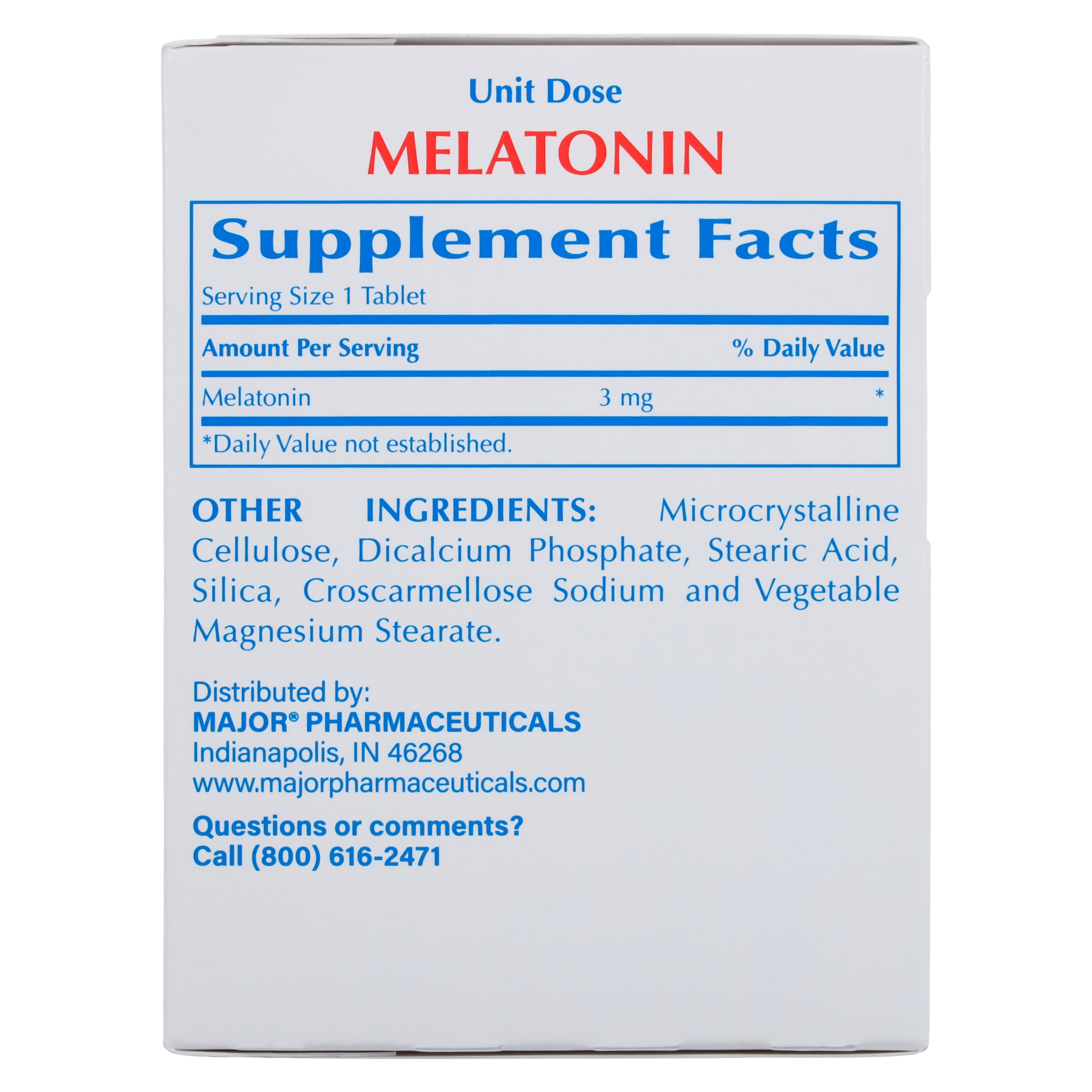 Melatonin Tablets UD, 3mg, Unit Dose Blister Pack, 100/Pk, Major Pharmaceuticals thumbnail 2