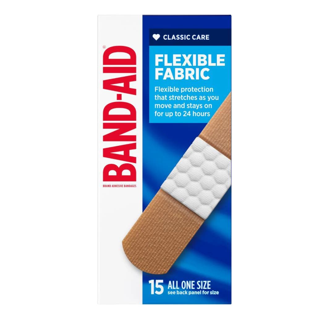 Band-Aid Flexible Fabric Adhesive Bandages, One Size, Tan, Sterile, 15/Box - Band-Aid Flexible Fabric - Image 1