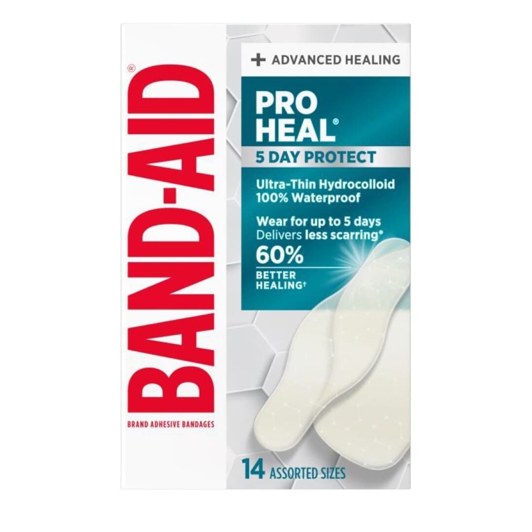 Band-Aid Pro Heal Hydrocolloid Adhesive Bandages, Assorted Sizes, Natural, Sterile, 14/Box - Band-Aid Pro Heal - Image 1