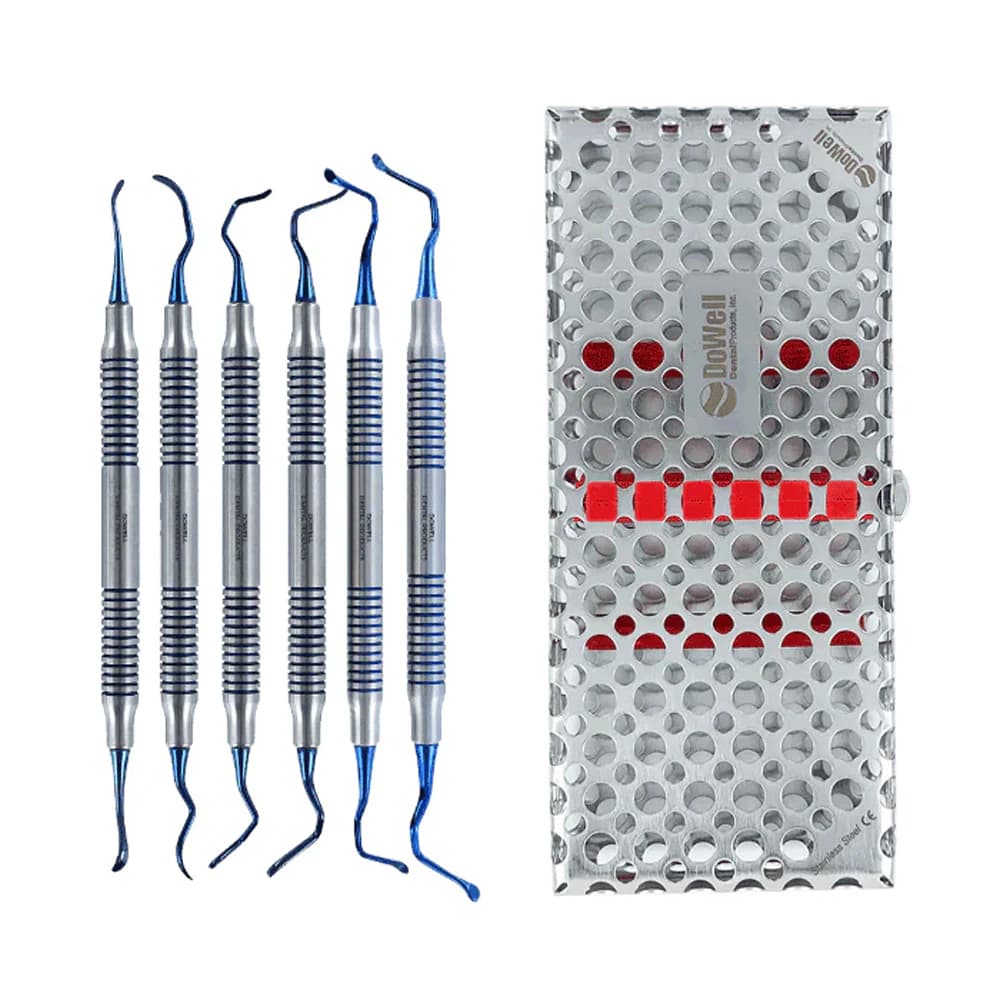 Dowell Dental Tunneling Instruments Kit, Double End, Color Coded, Titanium, Multi-Angle, 440A Stainless Steel, 1/Kt - Tunneling Instruments Kit - Image 1