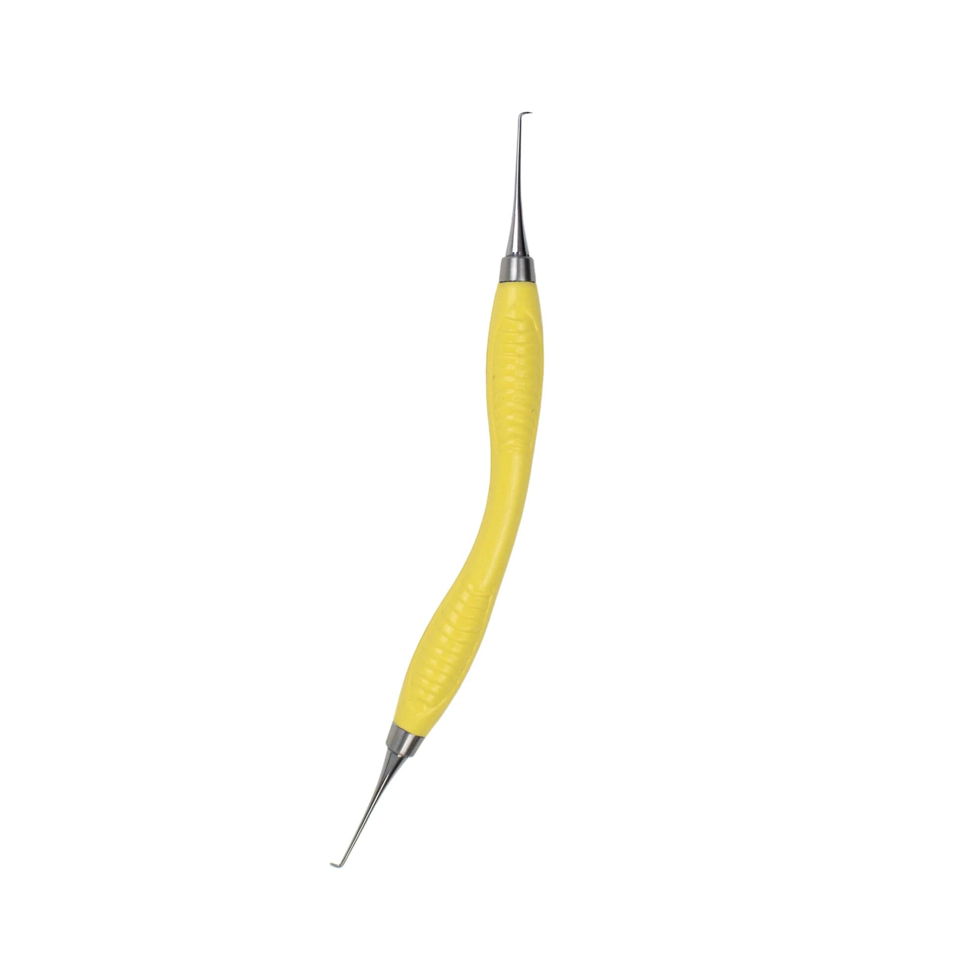 ErgoFlex Micro Reach Duo DE Scaler/Curette, Double End, 0-00 Adaptive, 440A Stainless Steel, Silicone Handle, Yellow, Each - ErgoFlex Micro Reach Duo DE - Image 1