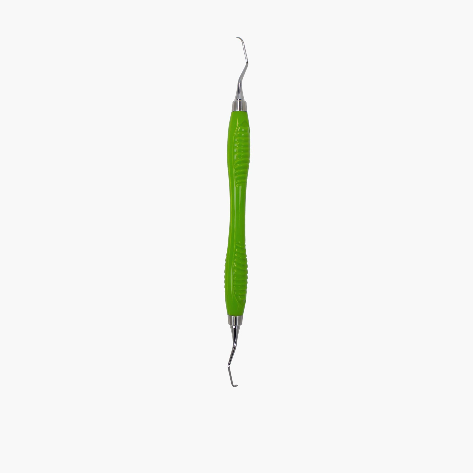 ErgoFlex Gracey Curette #7/8, Rigid Non-Adaptive Silicone Handle, Double End, 440A Stainless Steel, Lime Green, EH1008R - Gracey 7/8 Rigid Non-Adaptive Handle - Image 1