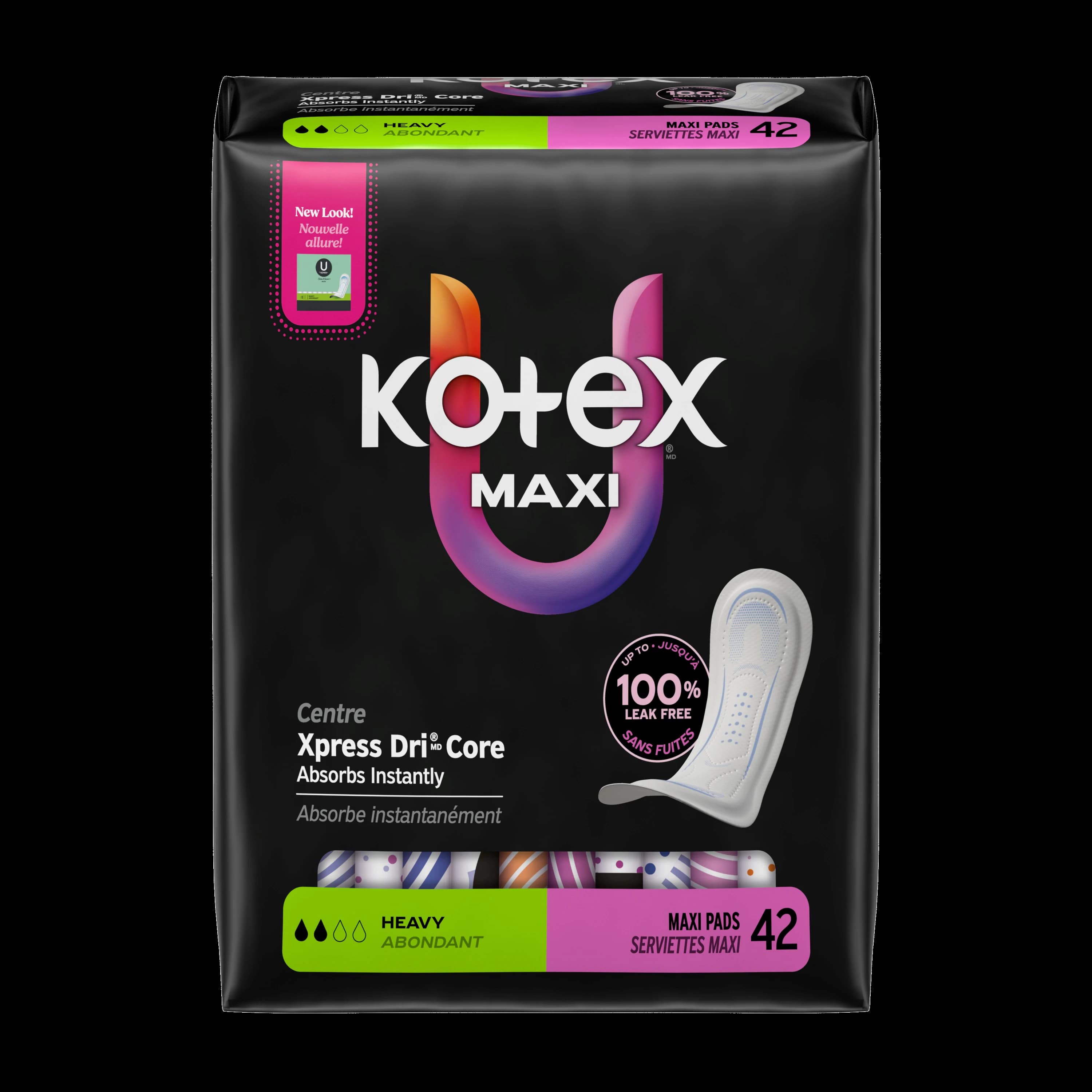 Kotex U Maxi Pad, Heavy, White, Disposable, Fragrance Free, 42/Pk - Kotex U Maxi Pad - Image 1