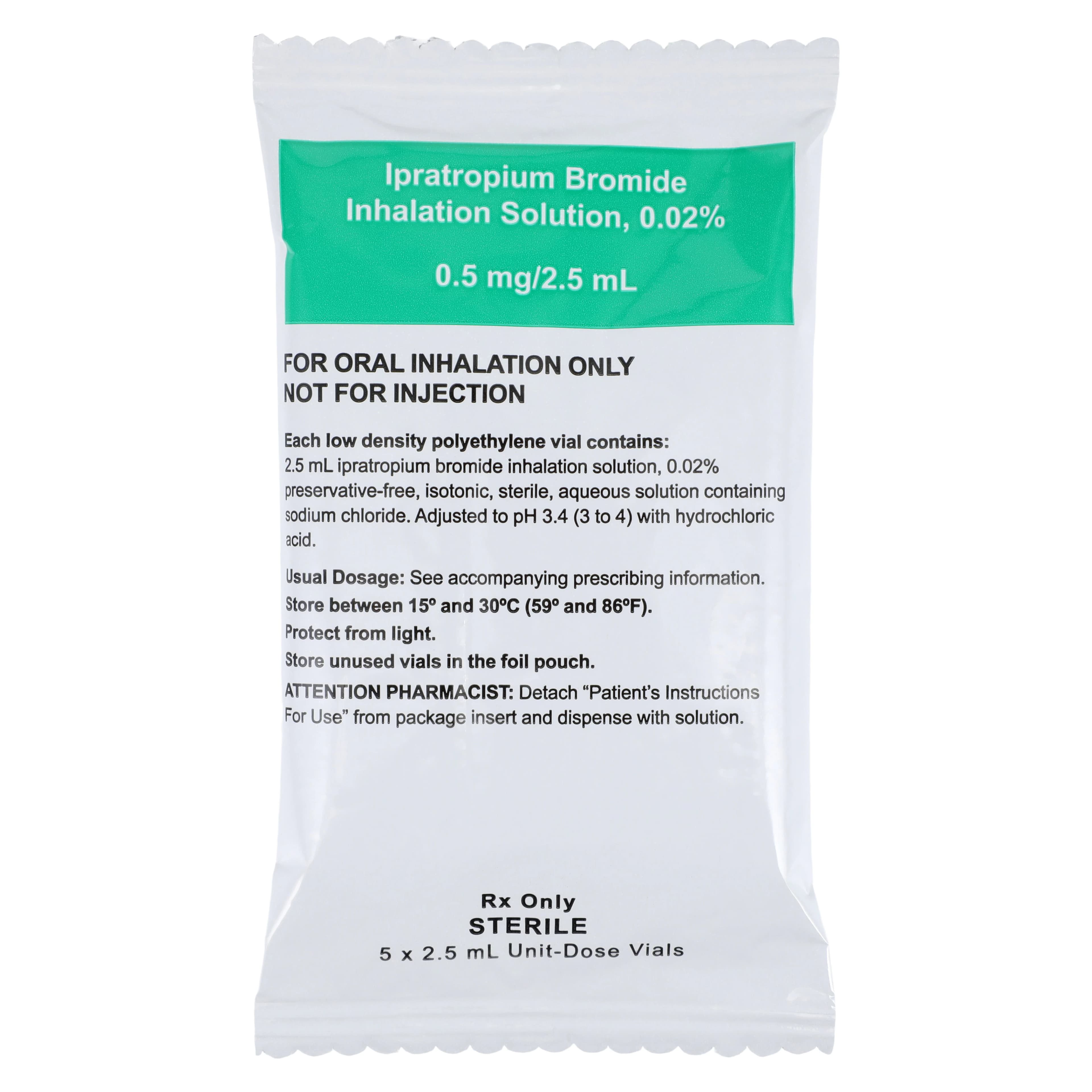 Ipratropium Bromide Inhalation Solution 0.02%, 2.5mL Unit Dose Vials, 25/Package thumbnail 2