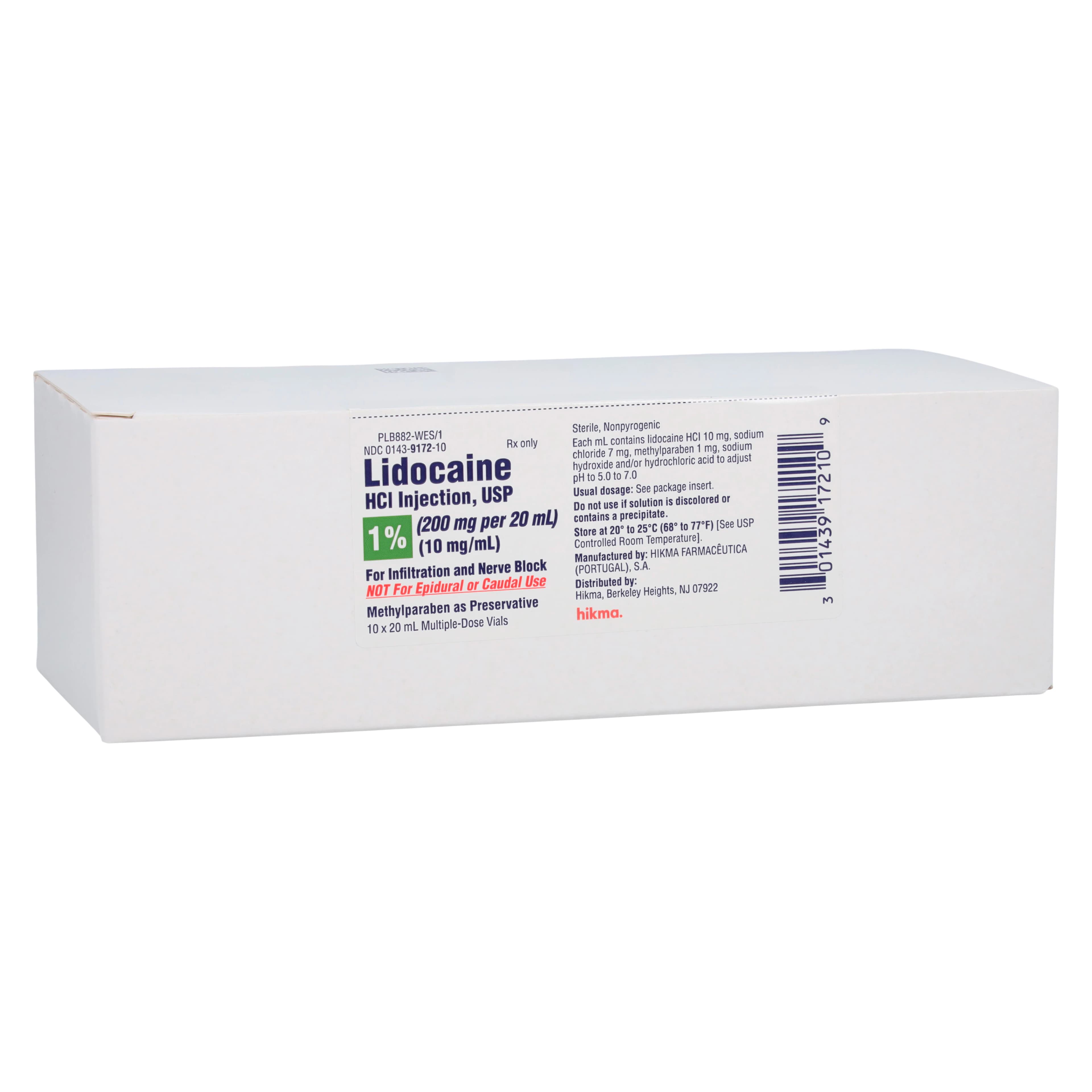 Lidocaine HCl Injection 1% MDV 20mL, 10/Package - Lidocaine HCl Inj MDV 20mL - Image 1