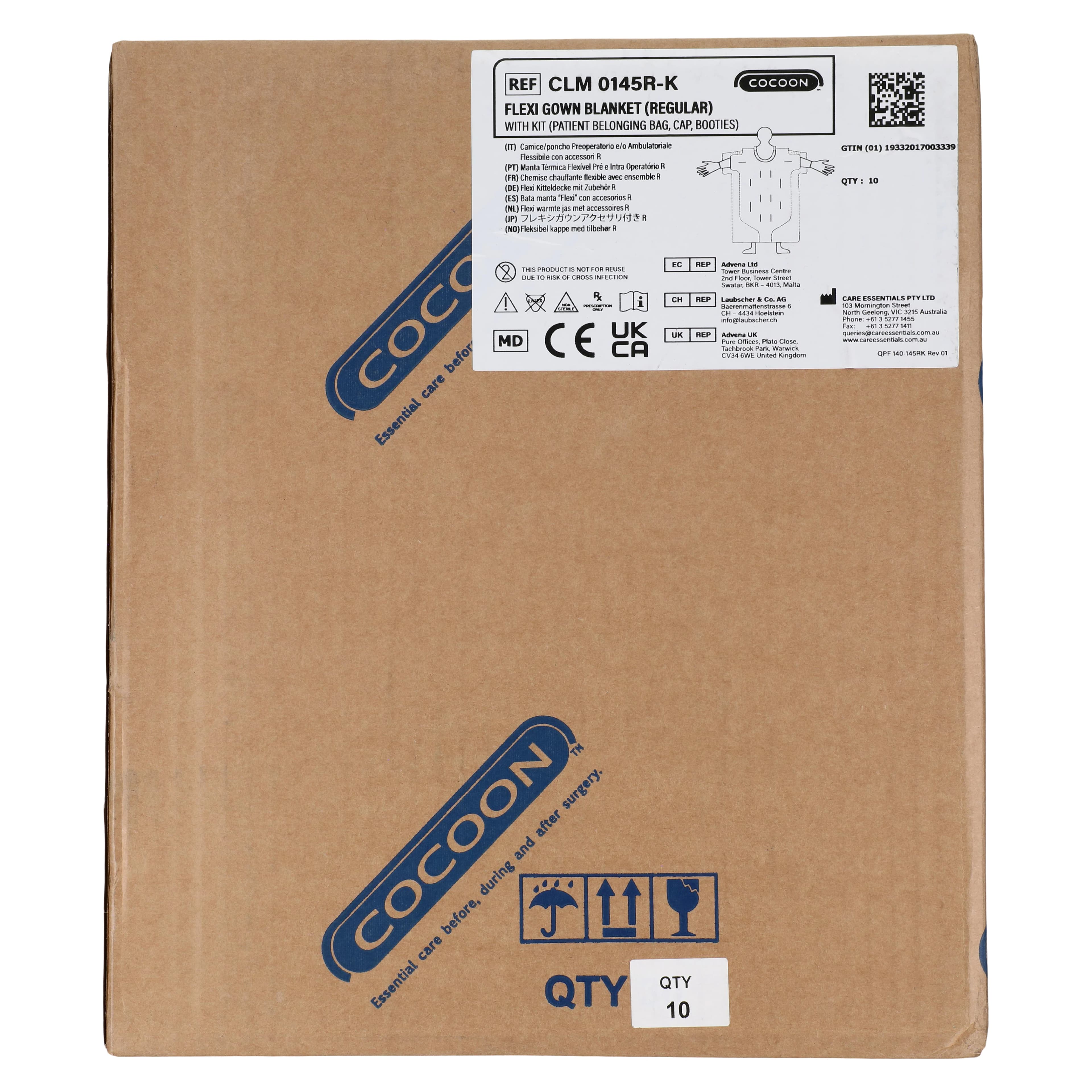 Care Essentials Cocoon Warming Gown Blanket Flexi Regular with Kit, 10/Case thumbnail 7